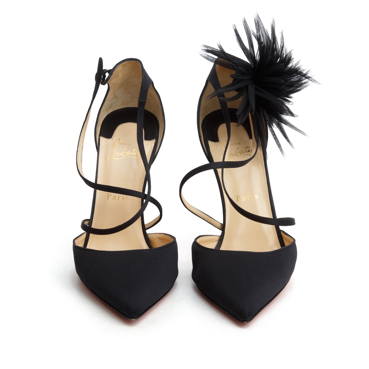 Christian Louboutin Black Satin Gela Davis Pumps, Women's Size 42 w/ Box