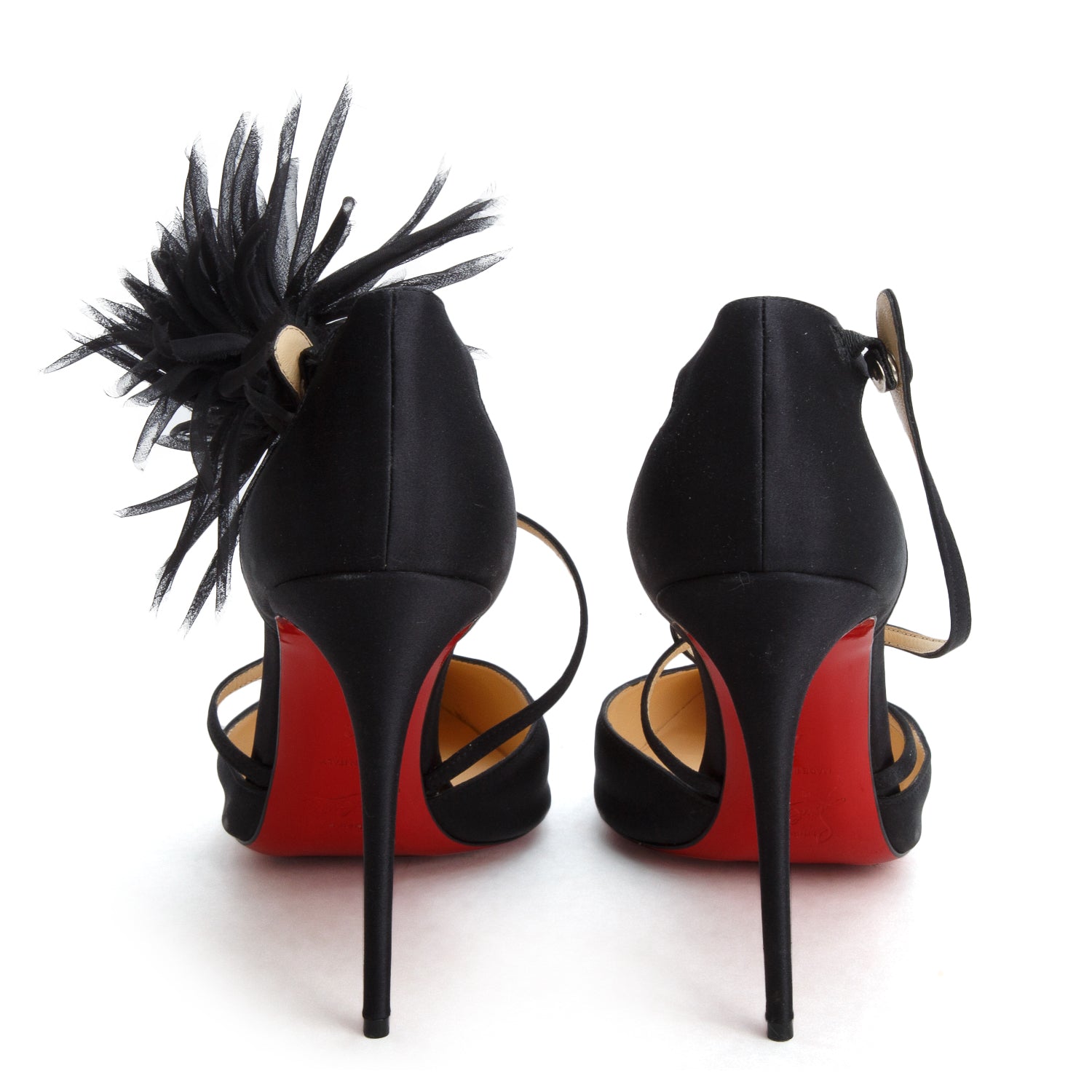 Christian Louboutin Black Satin Gela Davis Pumps, Women's Size 42 w/ Box