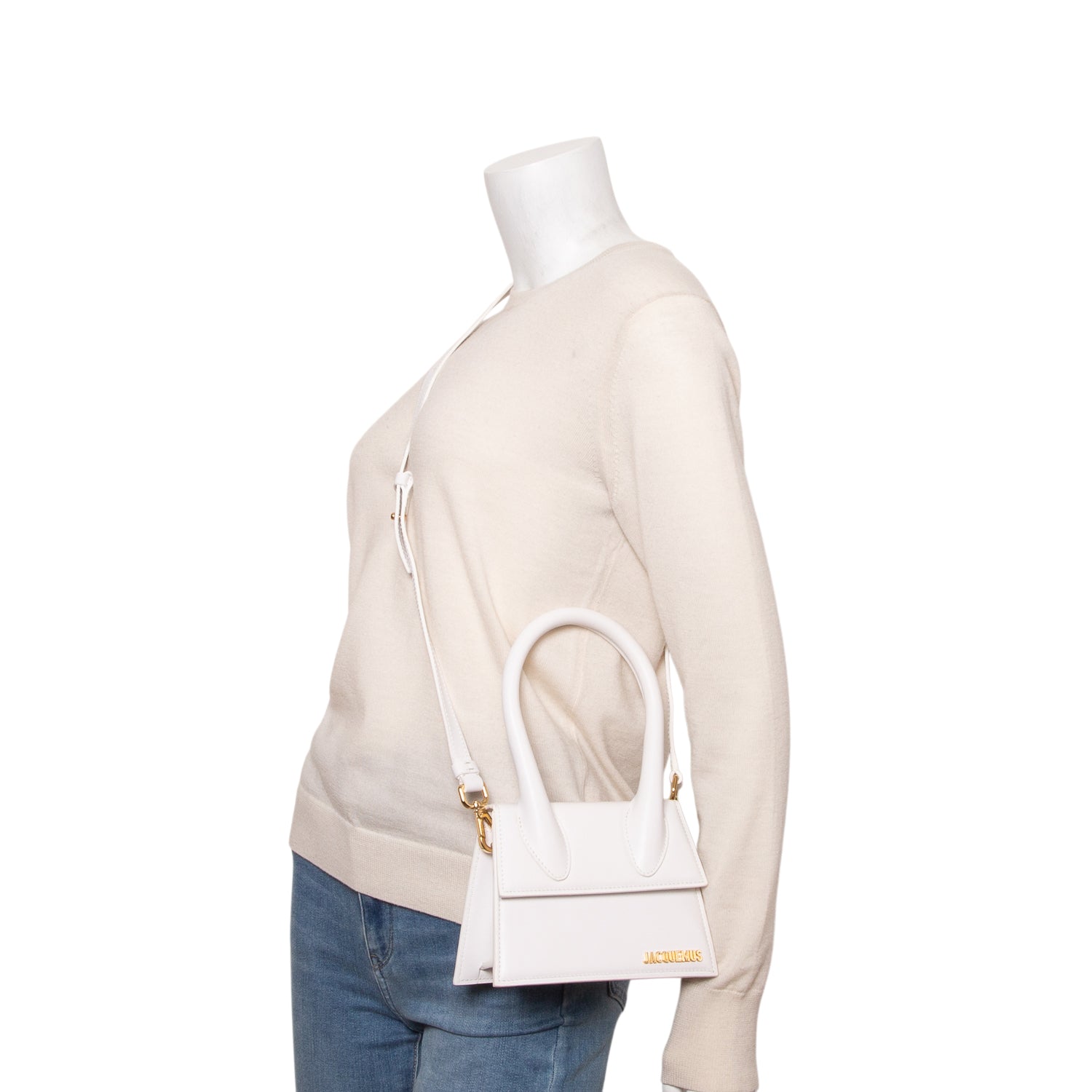 Jacquemus White Smooth Calfskin Le Chiquito Moyen w/ Strap