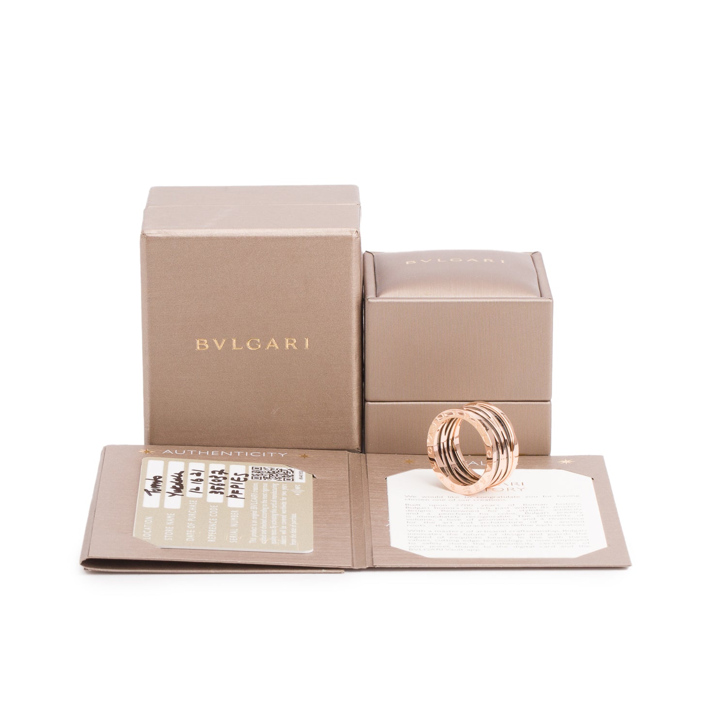 BVLGARI 18k Rose Gold & Black Ceramic B.Zero1 Legend Ring, Size 68 12.25 w/ Box, Certificate & Receipt
