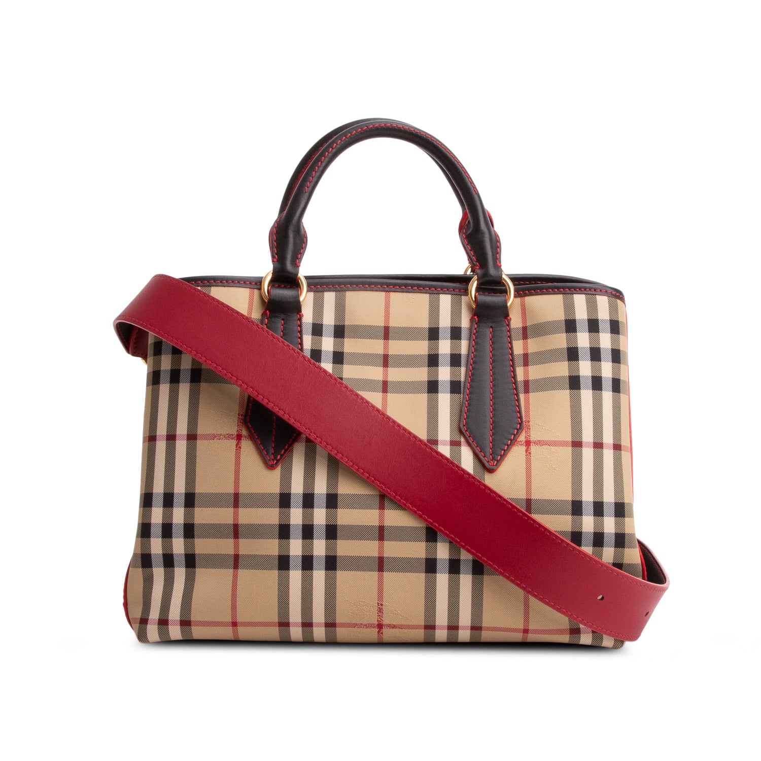 Burberry Beige Horseferry Check Medium Ballingdon Tote w/ Strap