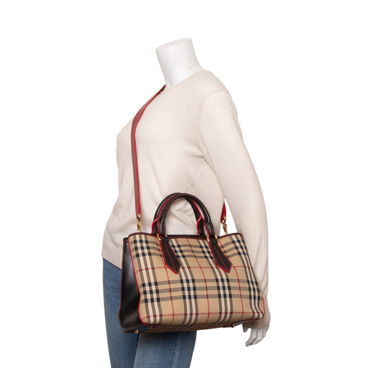 Burberry Beige Horseferry Check Medium Ballingdon Tote w/ Strap