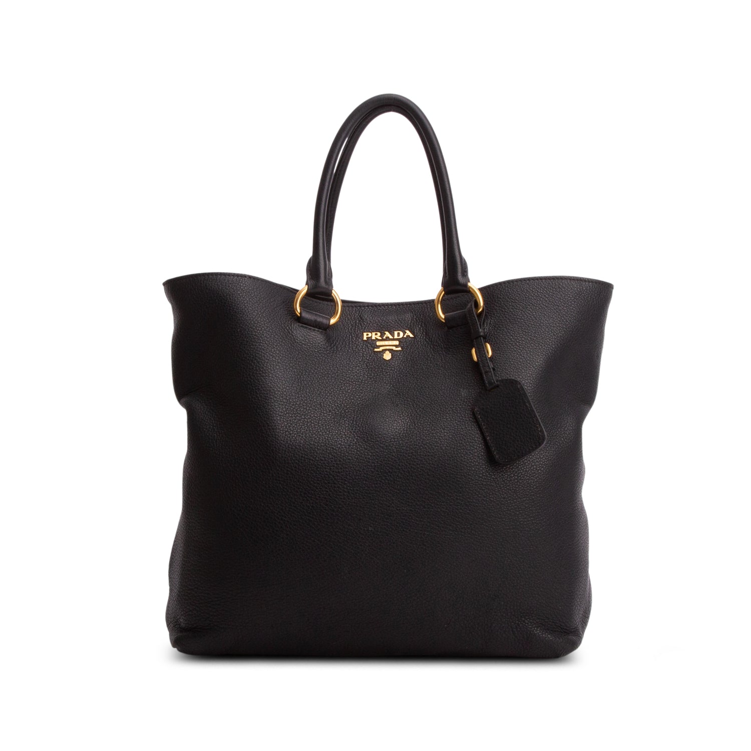 Prada Black Vitello Daino Convertible Tote w/ Strap