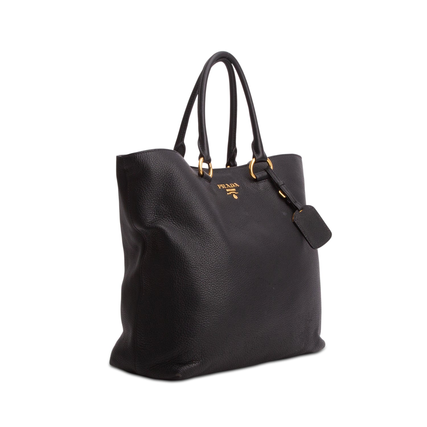 Prada Black Vitello Daino Convertible Tote w/ Strap
