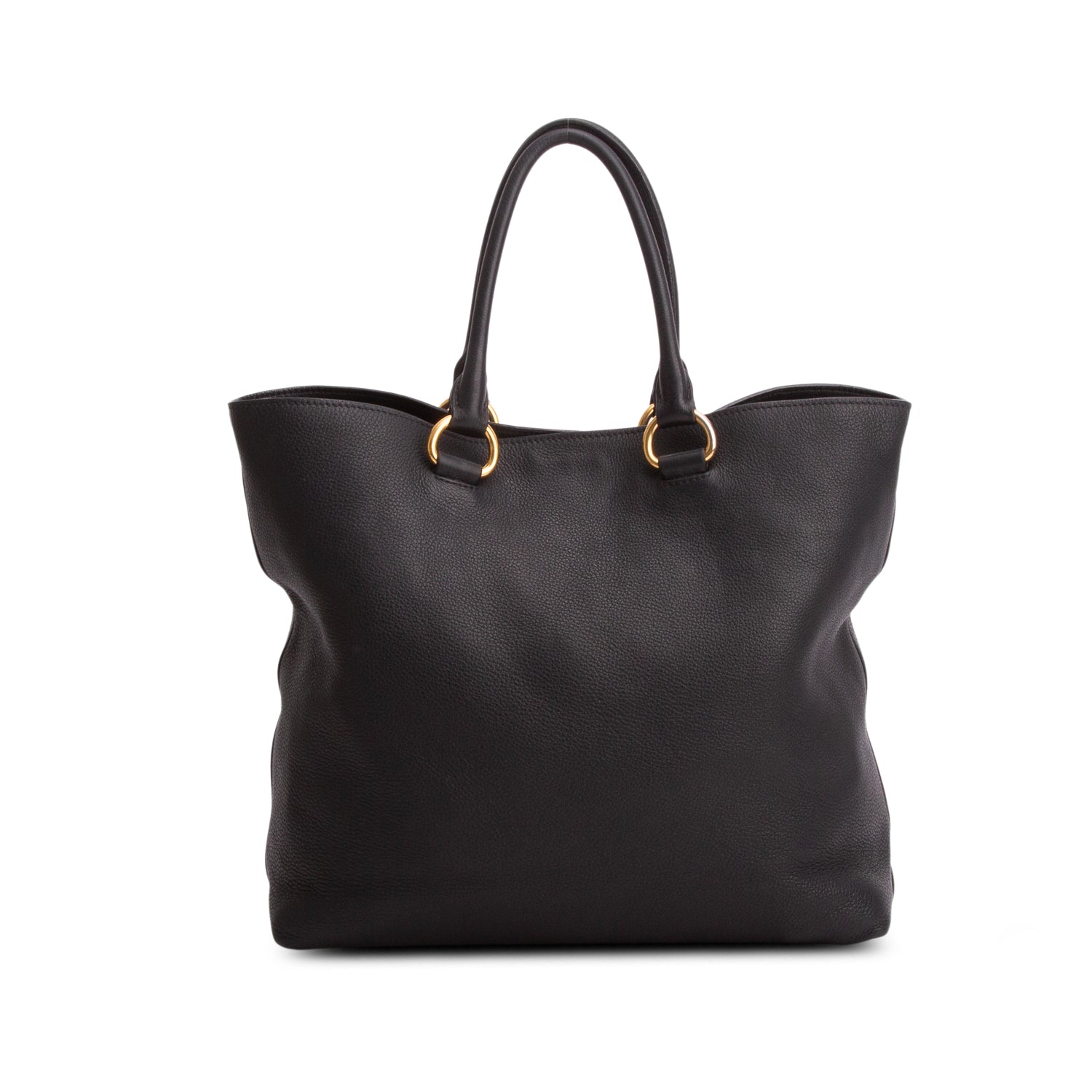 Prada Black Vitello Daino Convertible Tote w/ Strap