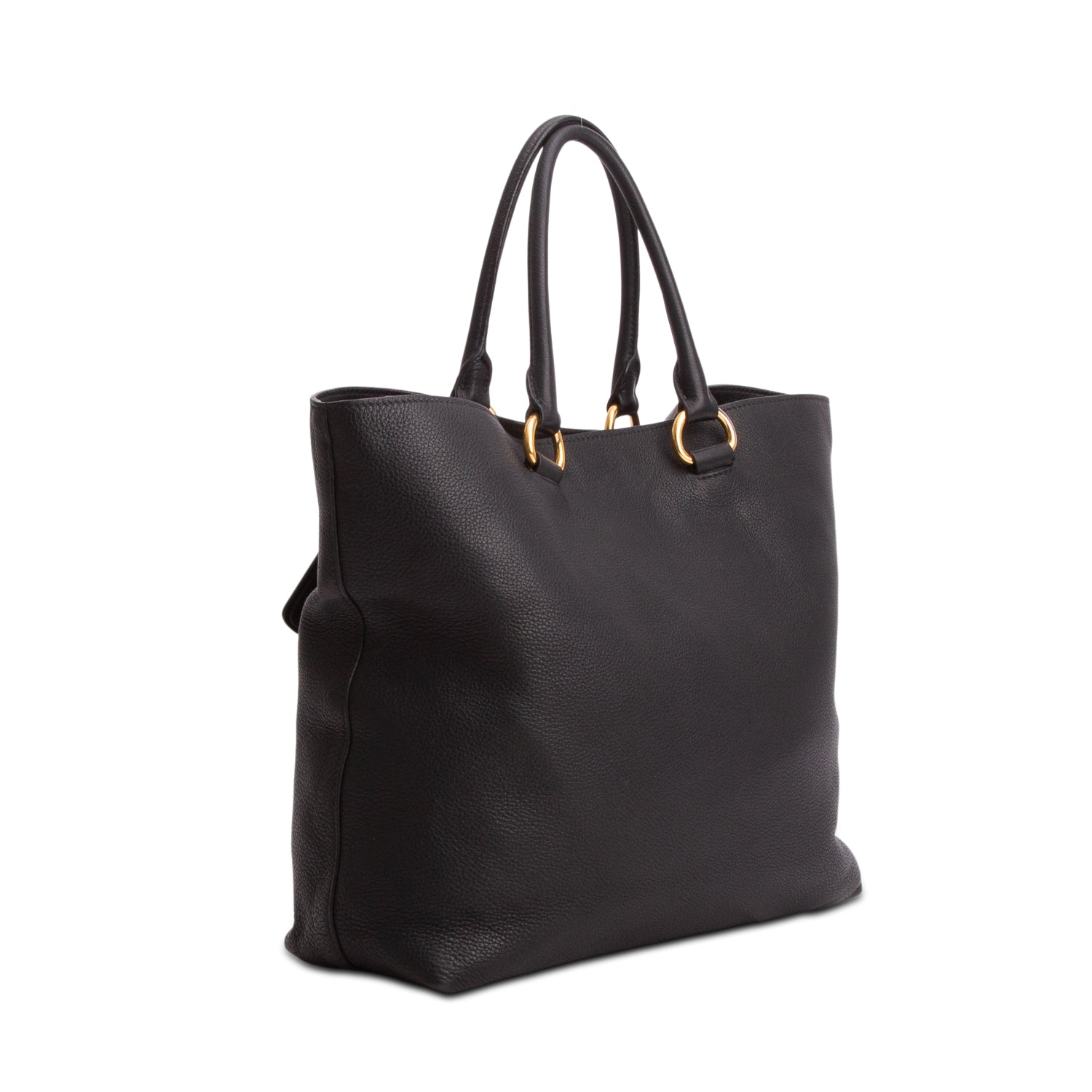 Prada Black Vitello Daino Convertible Tote w/ Strap