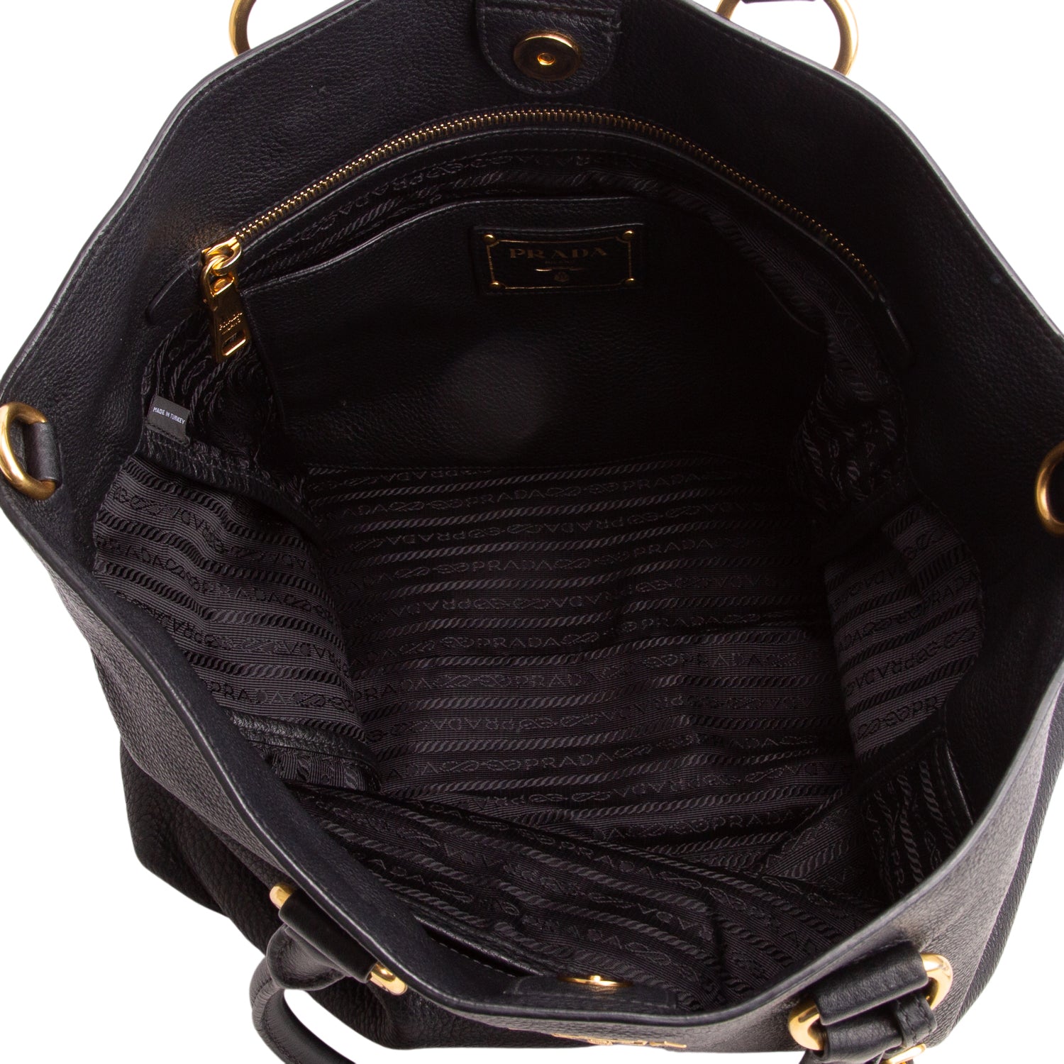 Prada Black Vitello Daino Convertible Tote w/ Strap