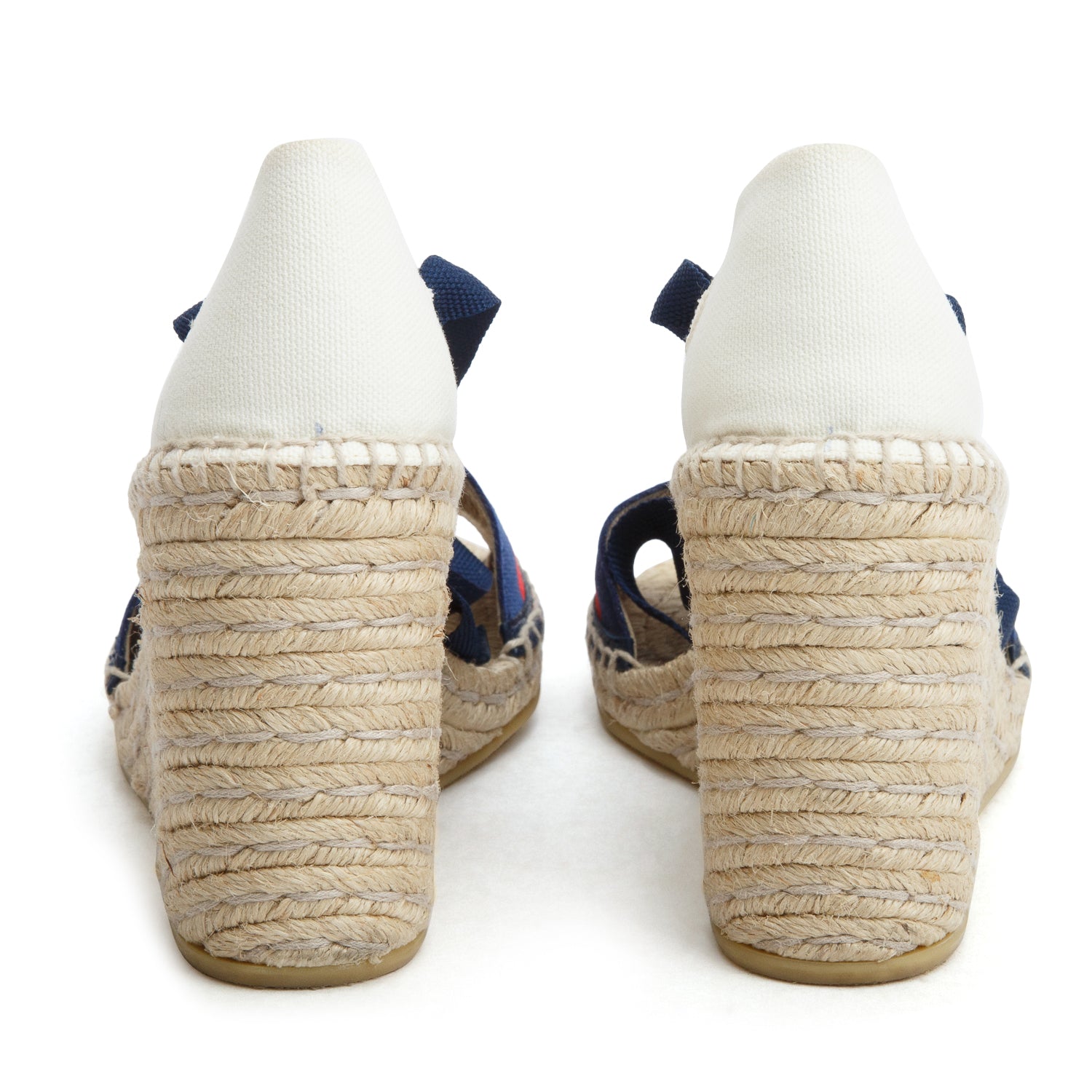 Gucci Canvas Malaga Kid Web Ankle Wrap Espadrille Wedge Sandals, Size 38.5 w/ Box