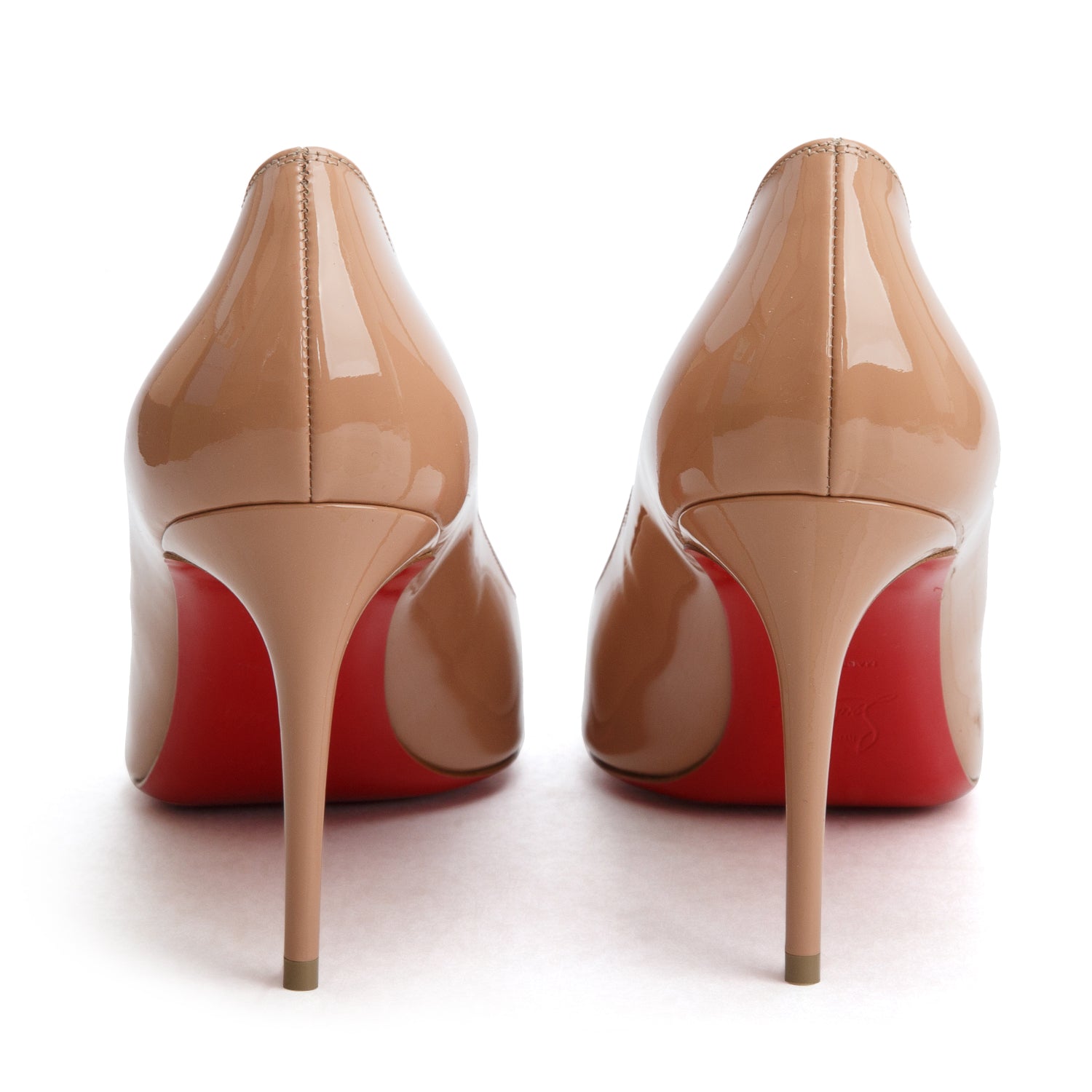 Christian Louboutin Nude Patent Leather Kate 85 Pumps, Size 40 w/ Box