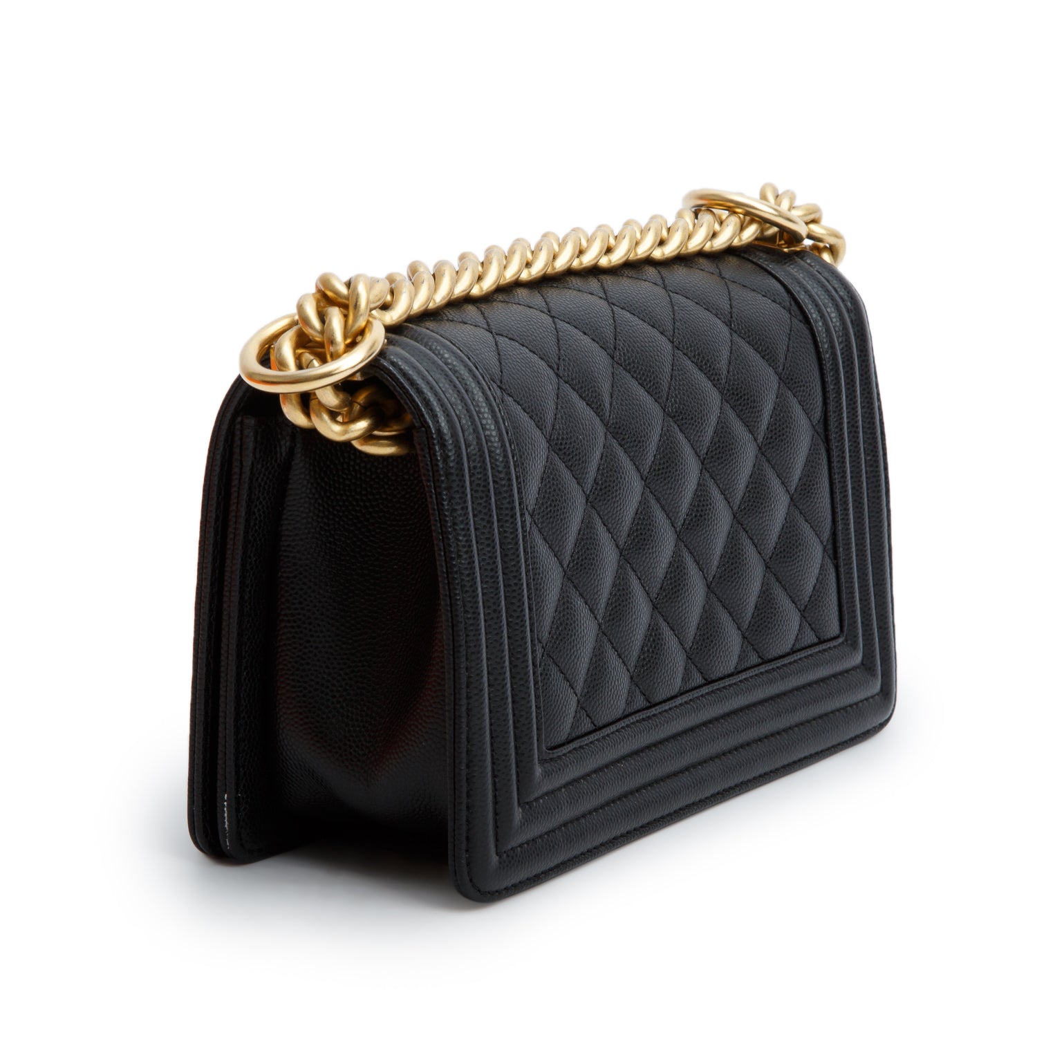 Chanel 2022 Black Caviar Leather Small Boy Bag w/ Box & Receipt