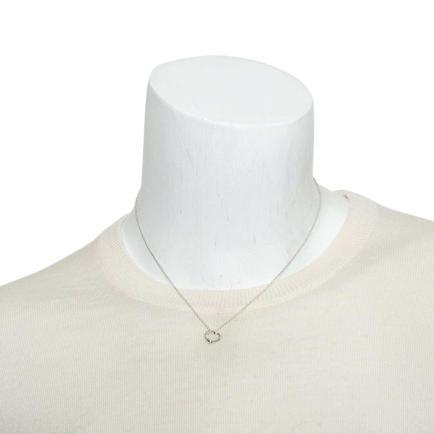 Tiffany & Co. Elsa Peretti Sterling Silver Mini Open Heart Pendant Necklace, 11 MM