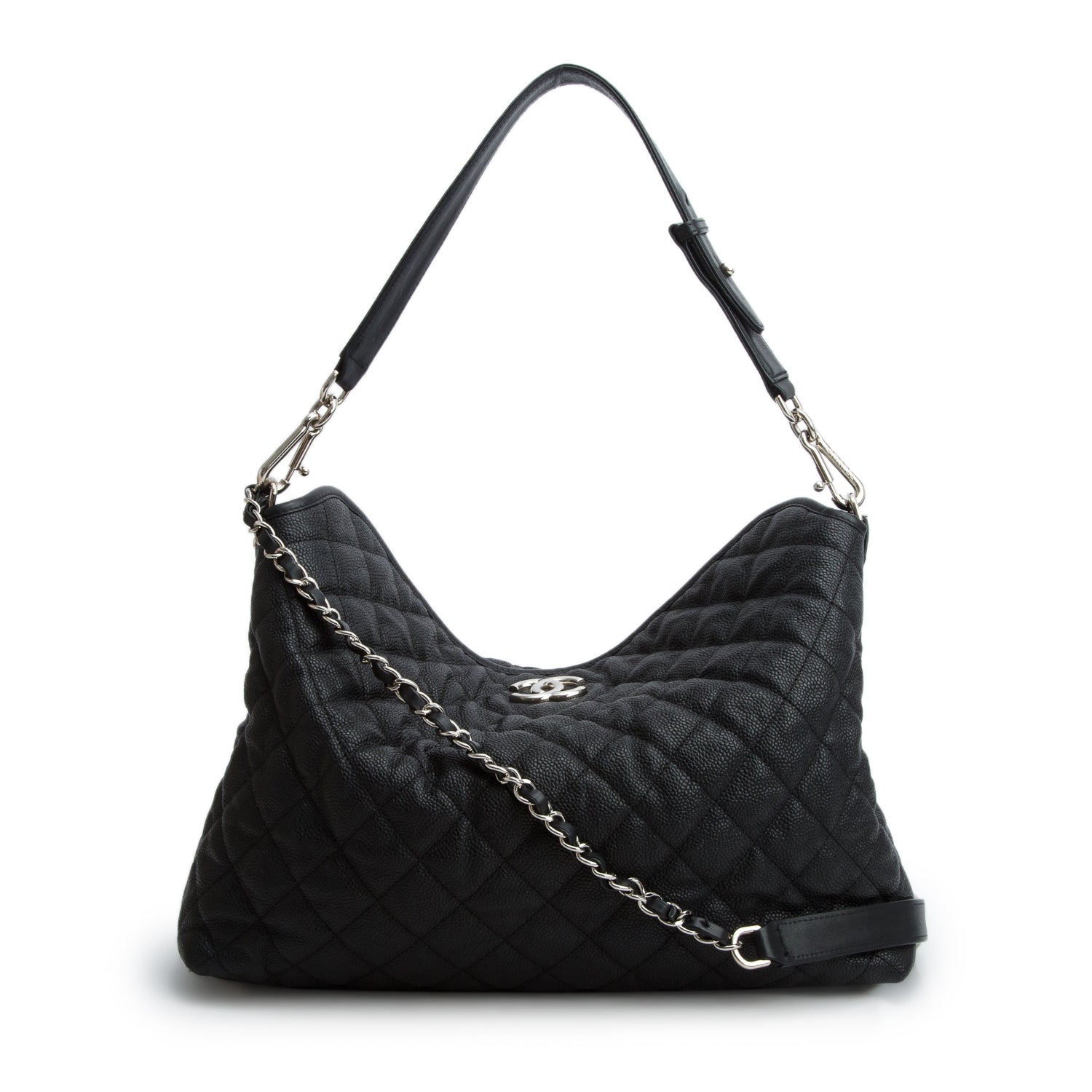 Chanel Black Caviar Leather French Riviera Hobo