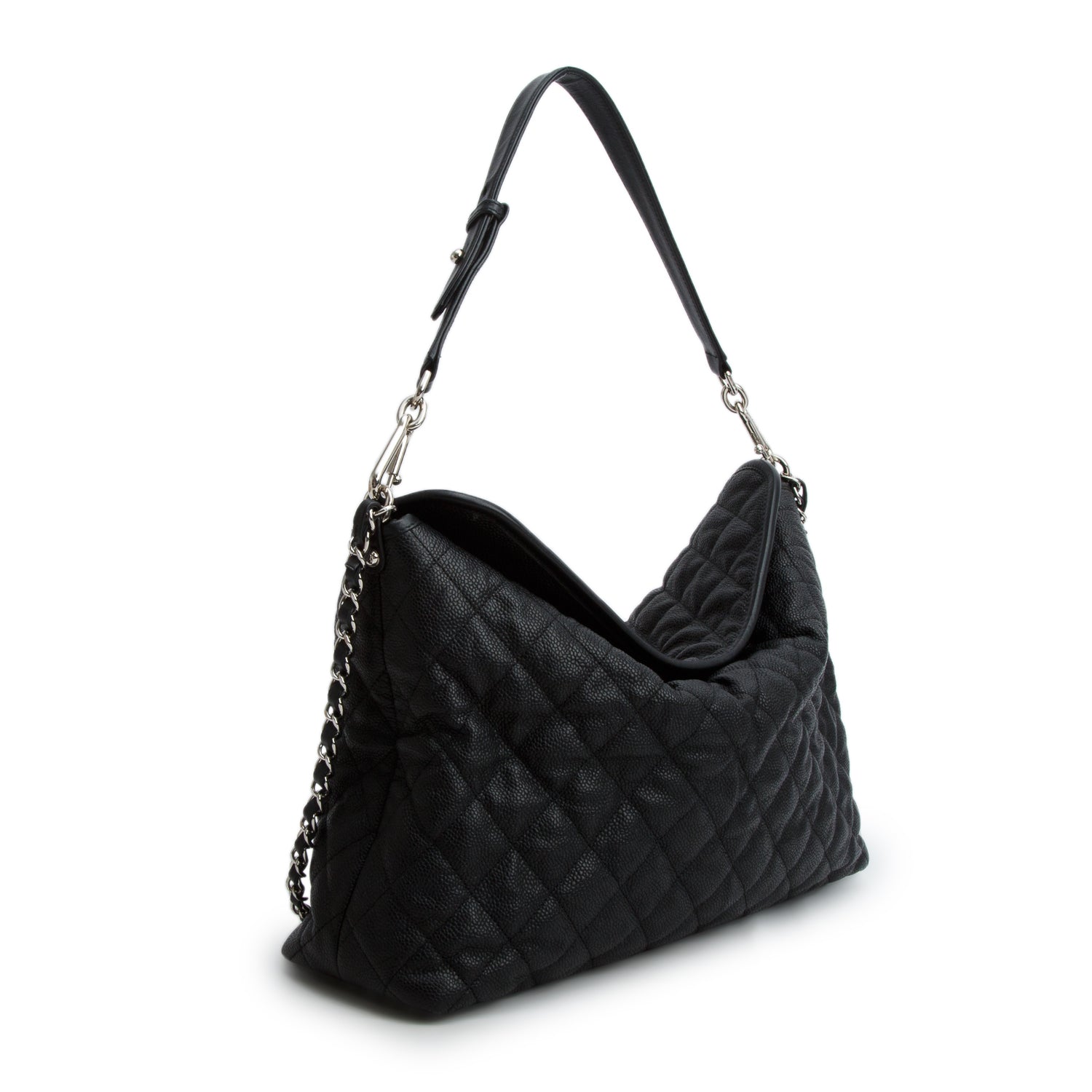 Chanel Black Caviar Leather French Riviera Hobo