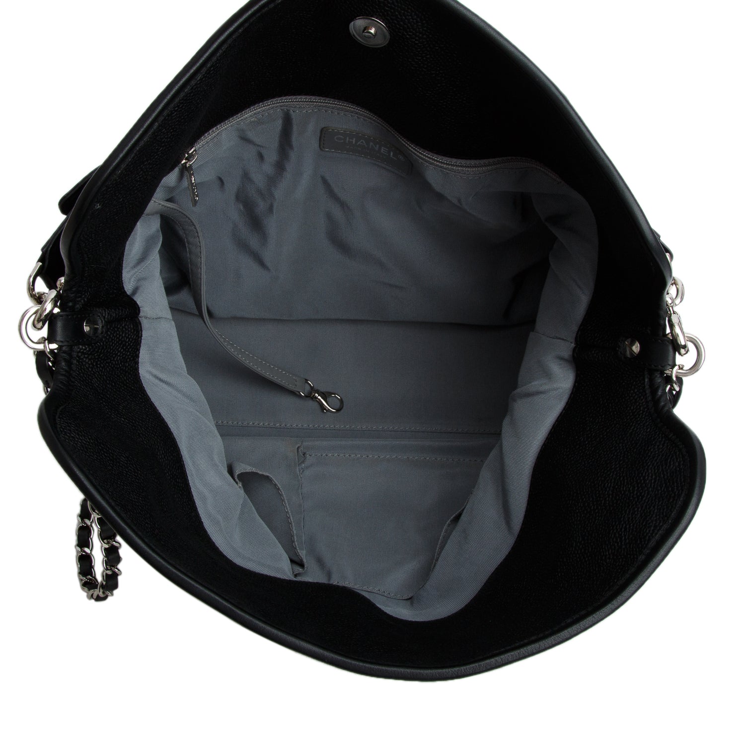 Chanel Black Caviar Leather French Riviera Hobo