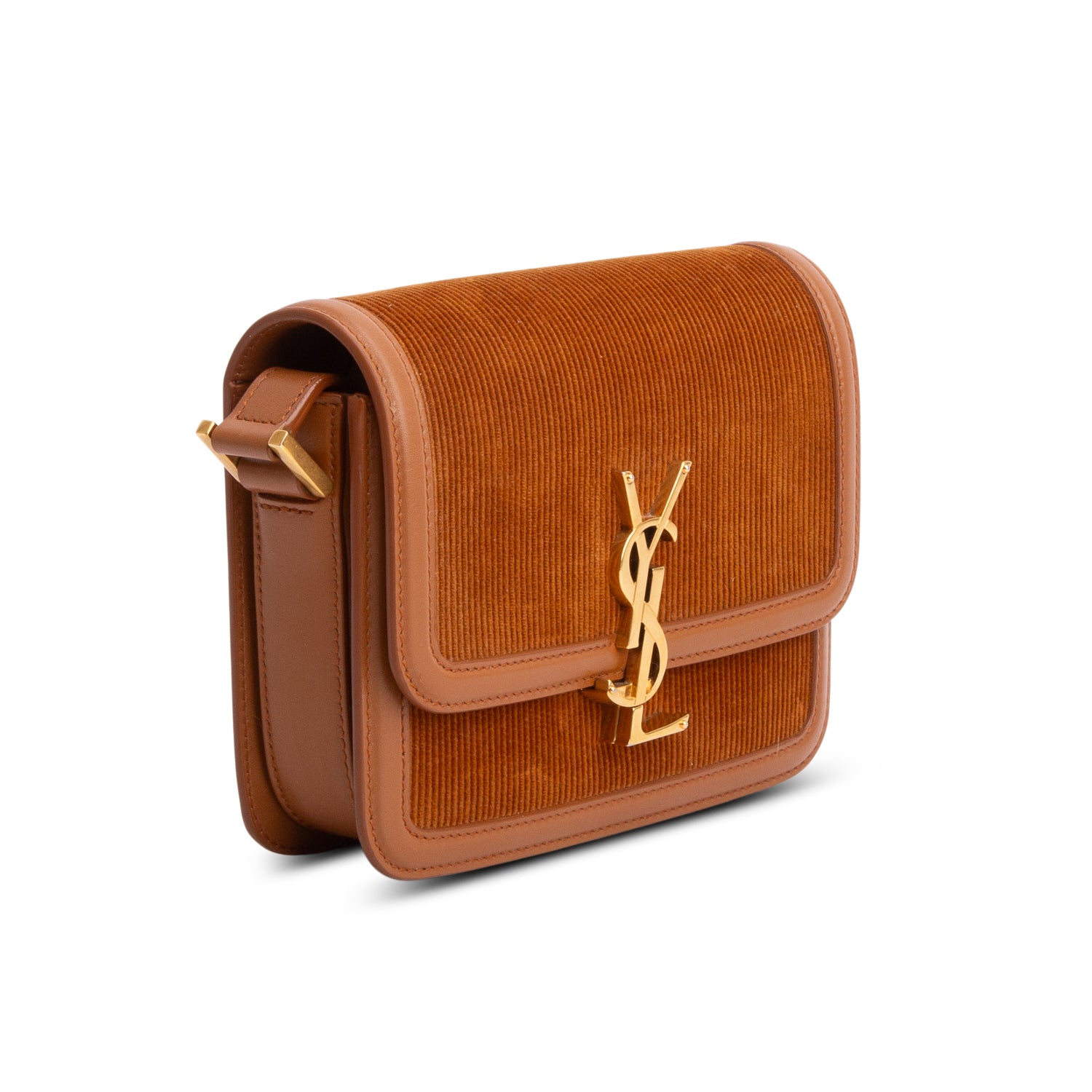 Saint Laurent 2021 Brown Corduroy Small Solferino Flap Bag w/ Box