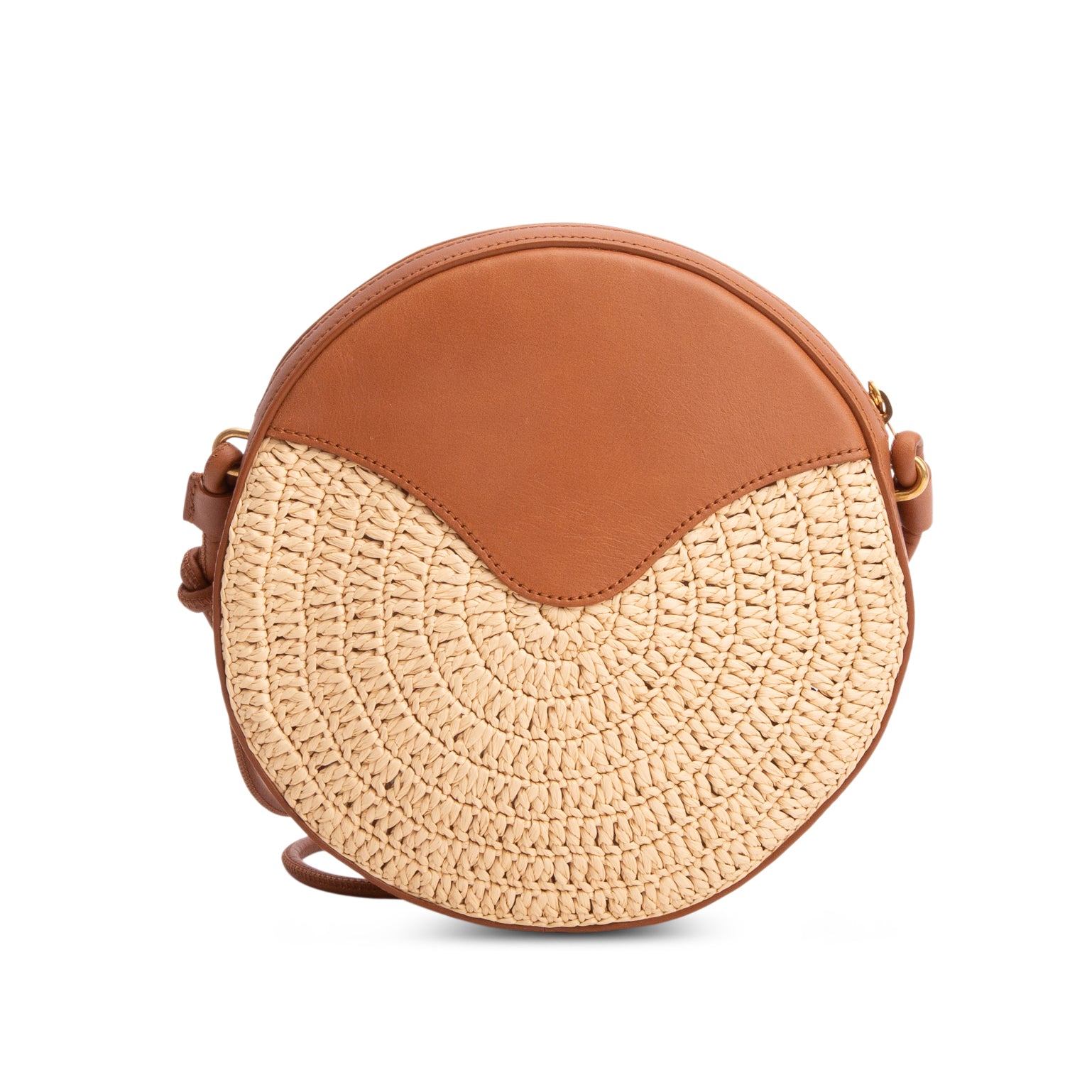 Saint Laurent 2022 Tan Raffia Mix Leather Round Camera Bag