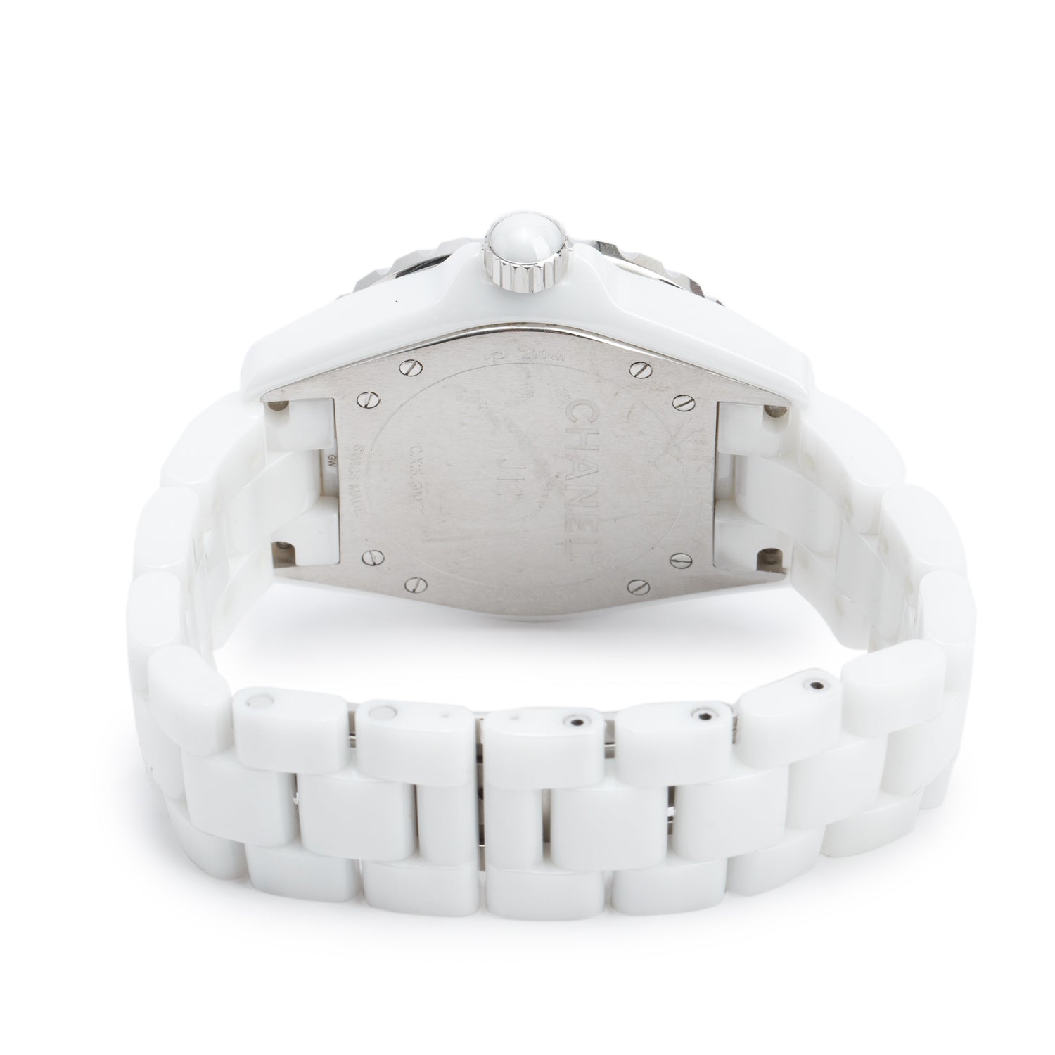 Chanel Stainless Steel & White Ceramic J12 39 MM Automatic Watch White Diamond Dial w/ Box & Papers