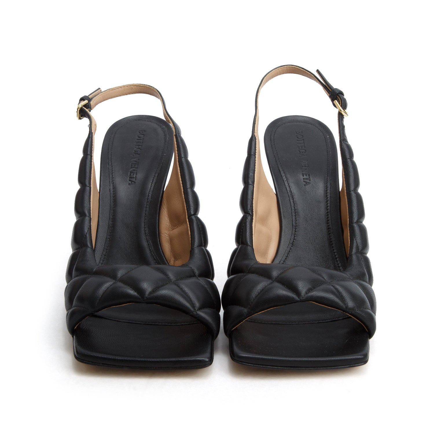 Bottega Veneta Black Padded Weave Leather Slingback Sandals, Size 39 w/ Box
