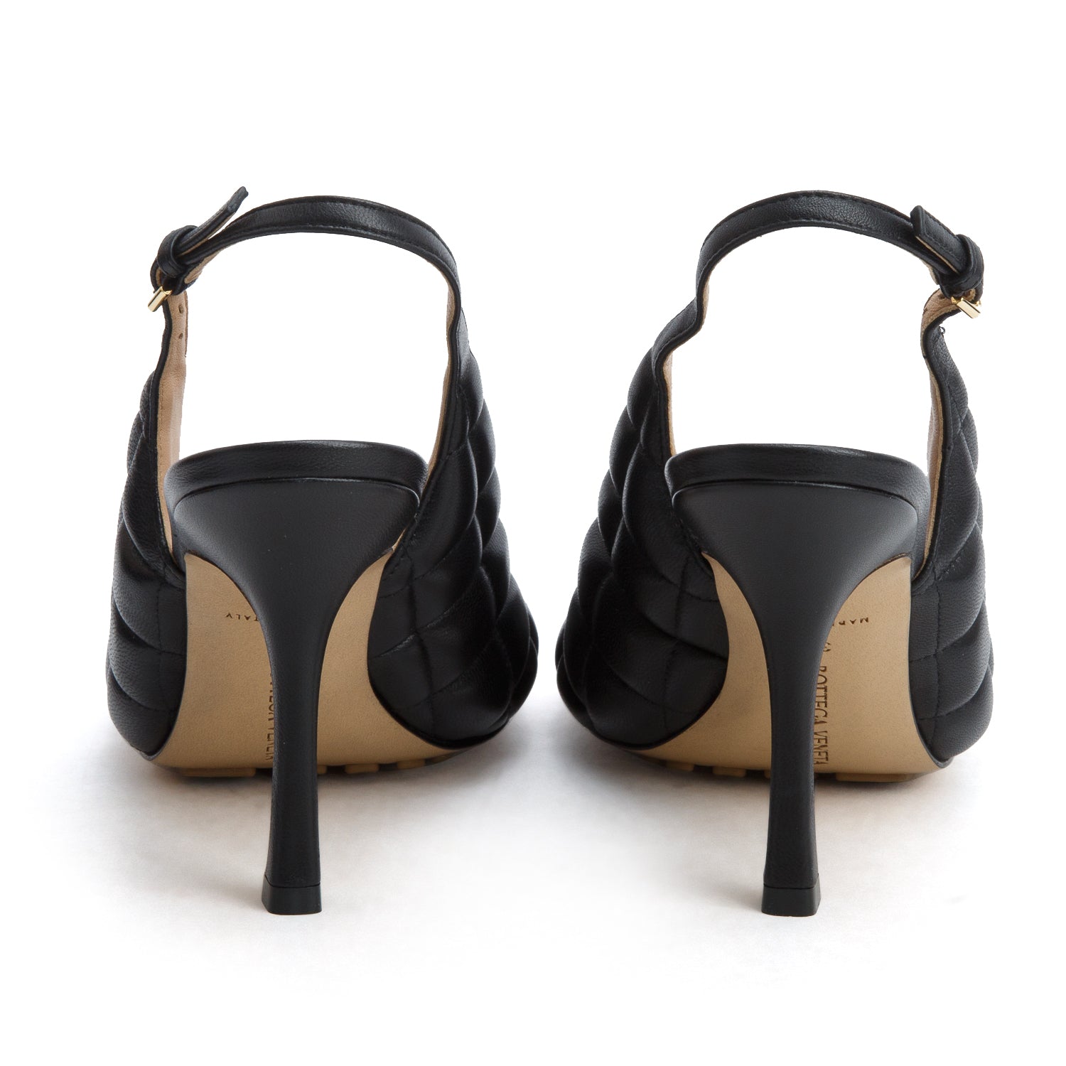 Bottega Veneta Black Padded Weave Leather Slingback Sandals, Size 39 w/ Box