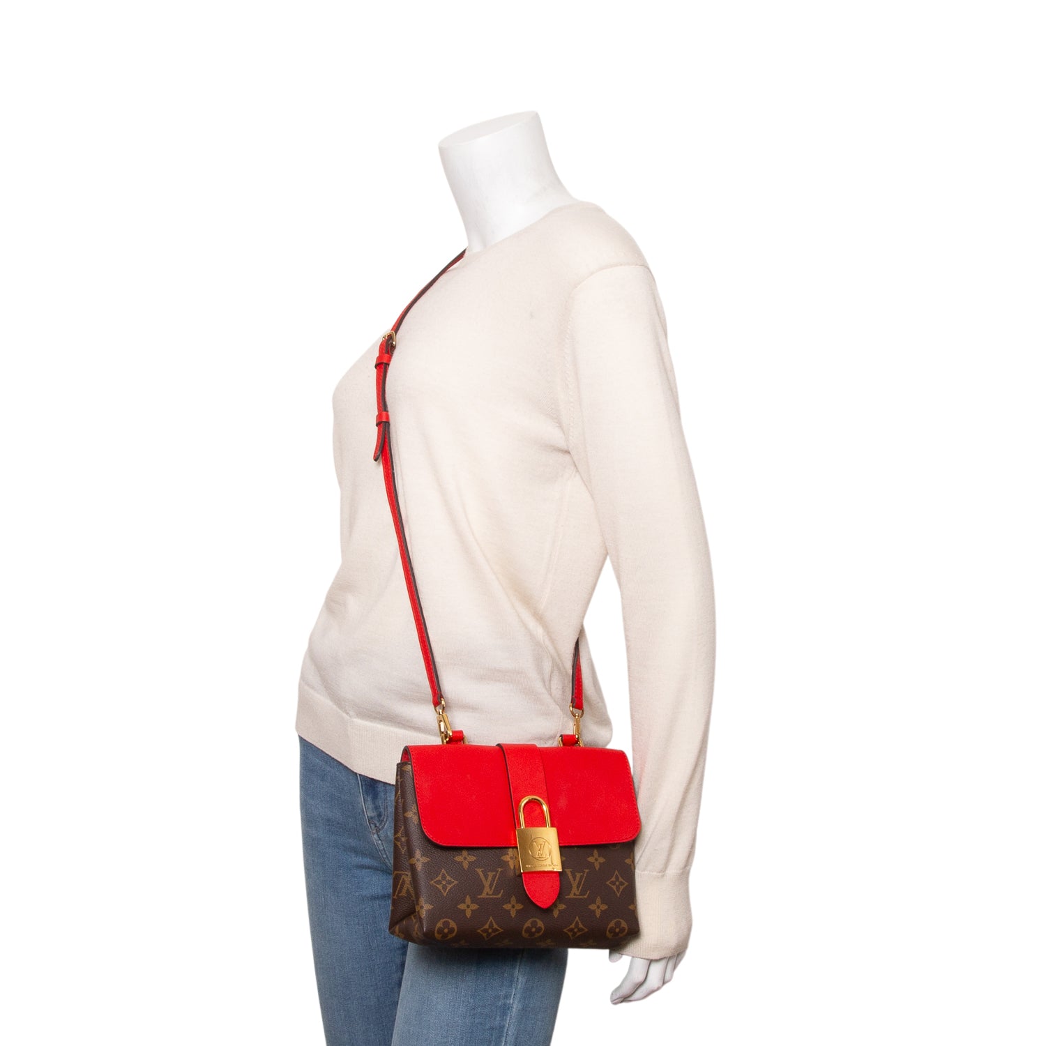 Louis Vuitton Monogram Red Leather Locky BB w/ Strap