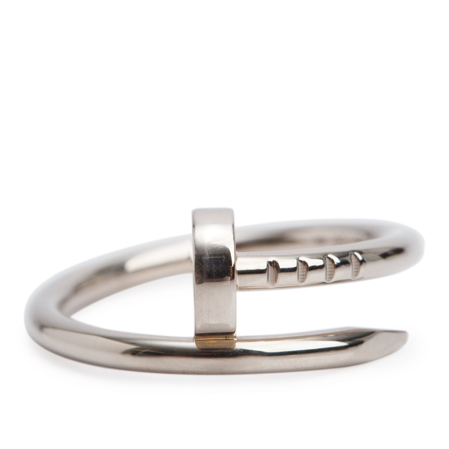 Cartier 18k White Gold Juste Un Clou Ring, Small Model, Size 46 3.75 w/ Box, Receipt & Certificate