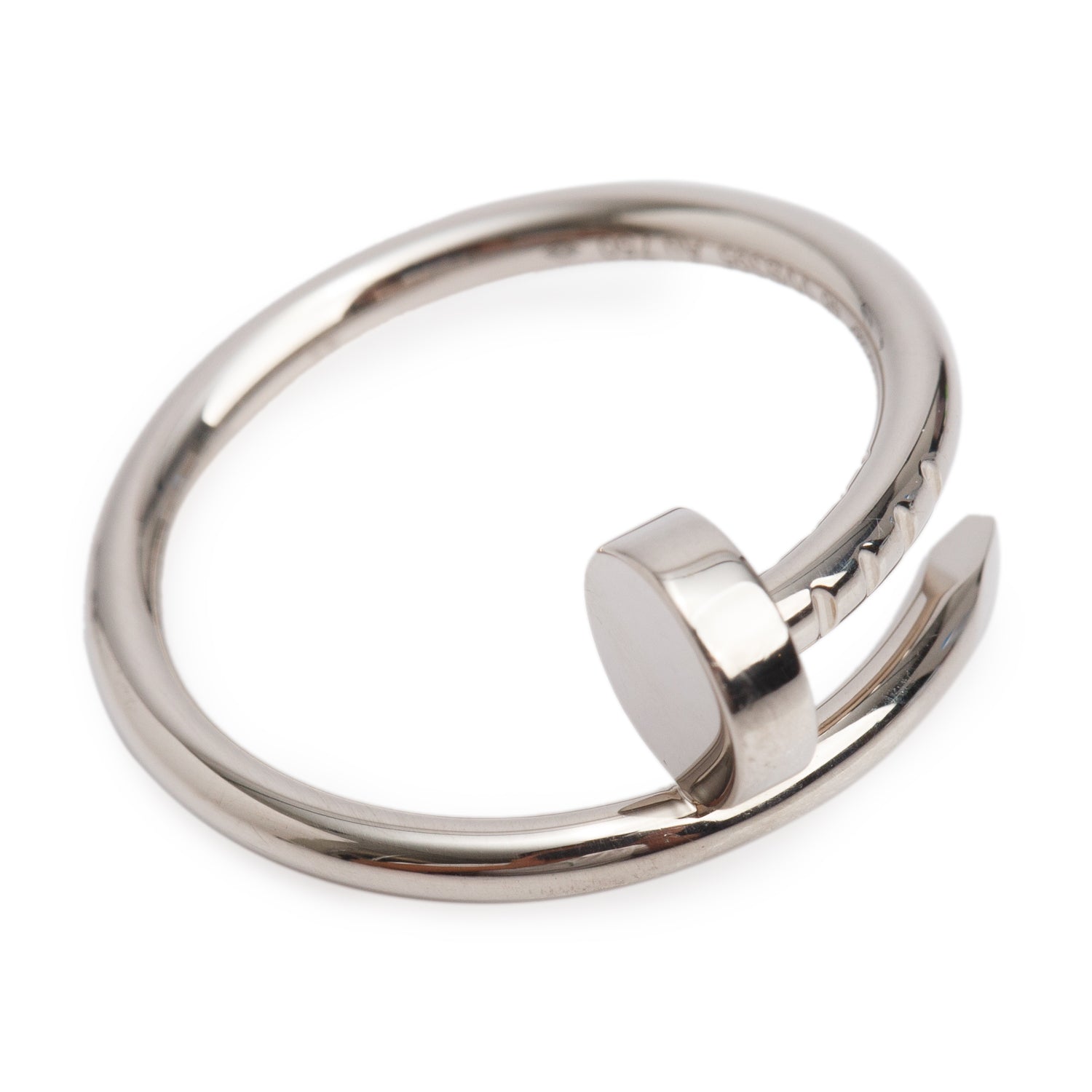 Cartier 18k White Gold Juste Un Clou Ring, Small Model, Size 46 3.75 w/ Box, Receipt & Certificate