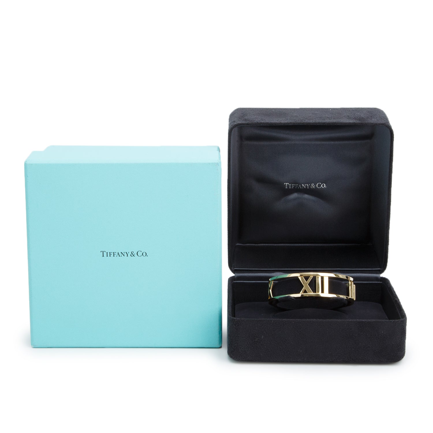 Tiffany & Co. 18k Yellow Gold Atlas Hinged Bangle Bracelet w/ Box