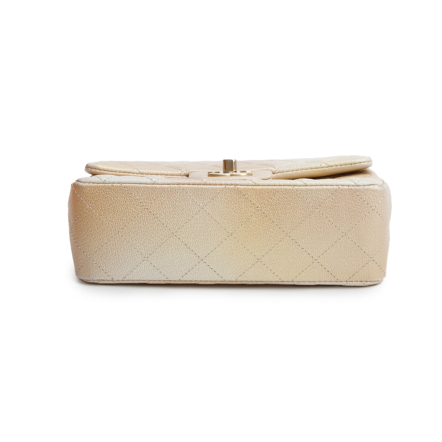 Chanel 2022 Beige Iridescent Quilted Caviar Leather Mini Rectangular Flap Bag w/ Box & Receipt