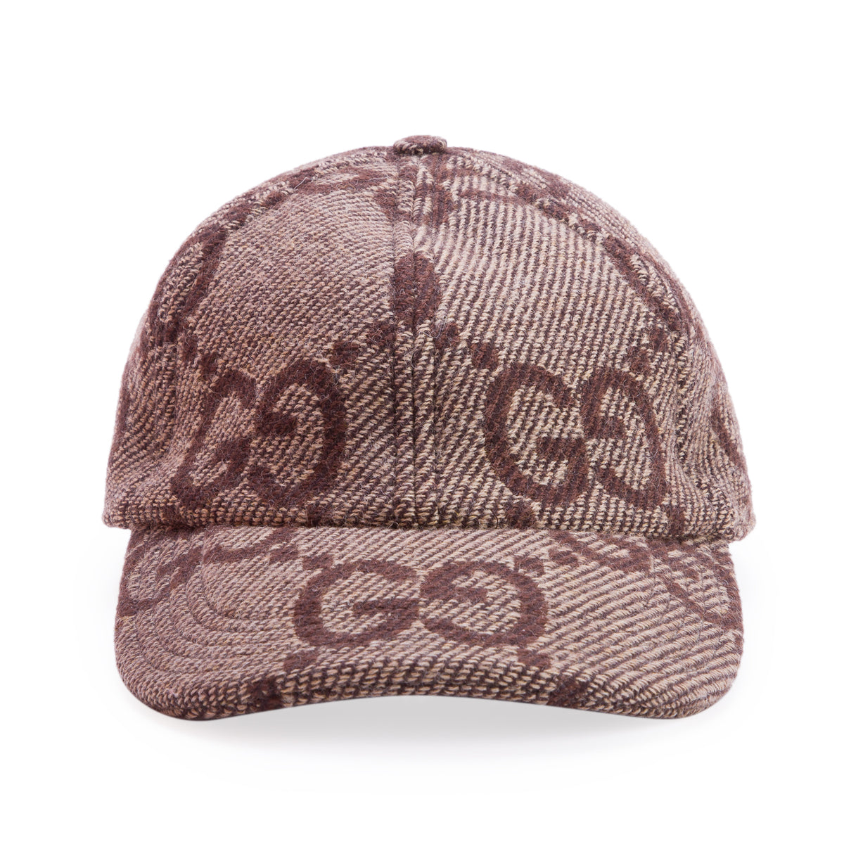 Gucci Brown Jumbo GG Monogram Wool Baseball Hat, Size M 58 w/ Box
