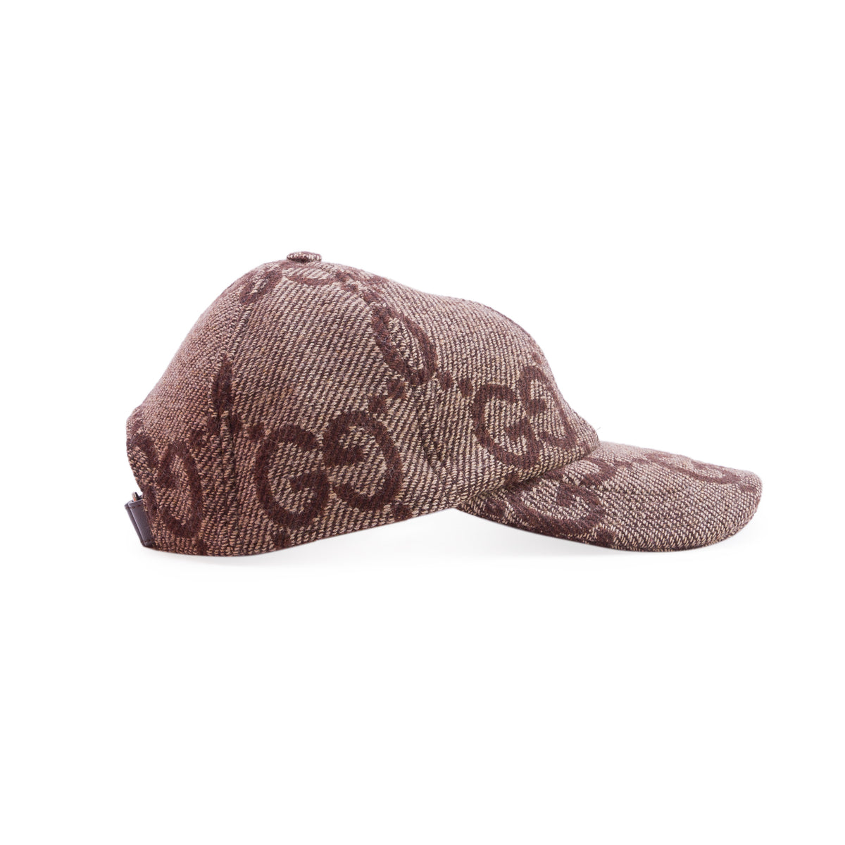Gucci Brown Jumbo GG Monogram Wool Baseball Hat, Size M 58 w/ Box