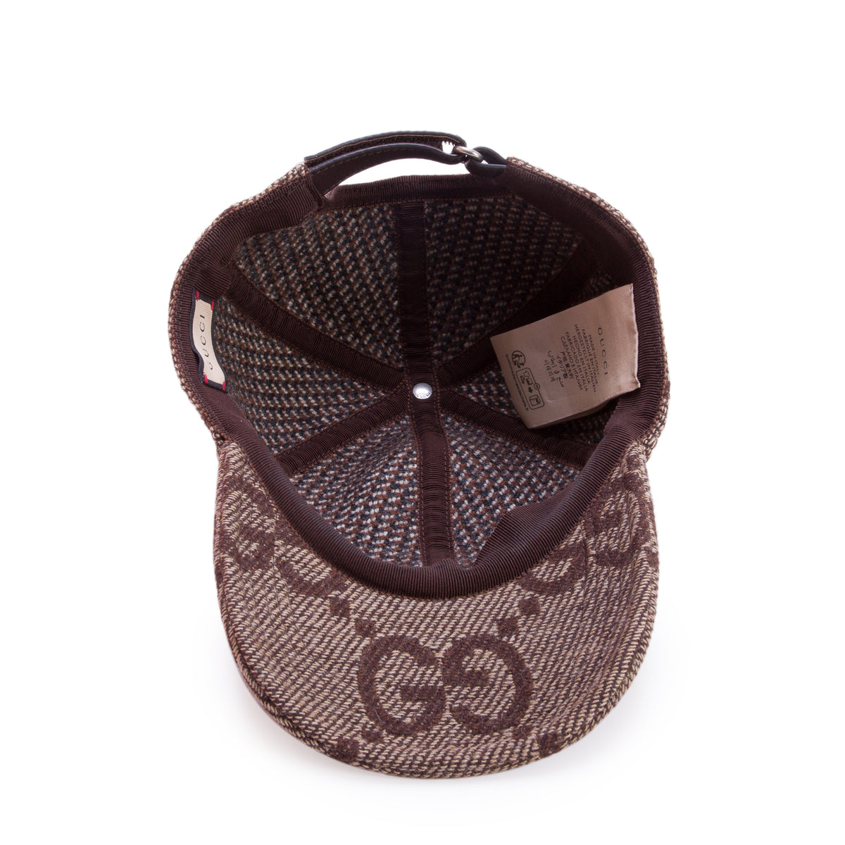 Gucci Brown Jumbo GG Monogram Wool Baseball Hat, Size M 58 w/ Box