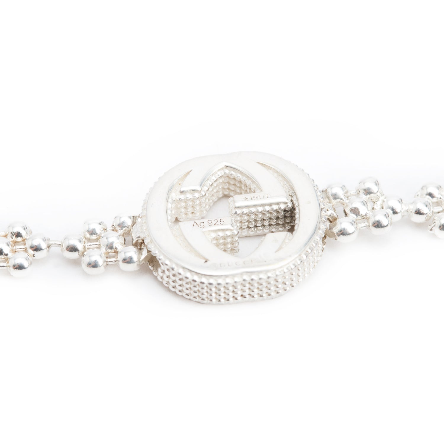 Gucci Sterling Silver Interlocking G Flower Chain Bracelet