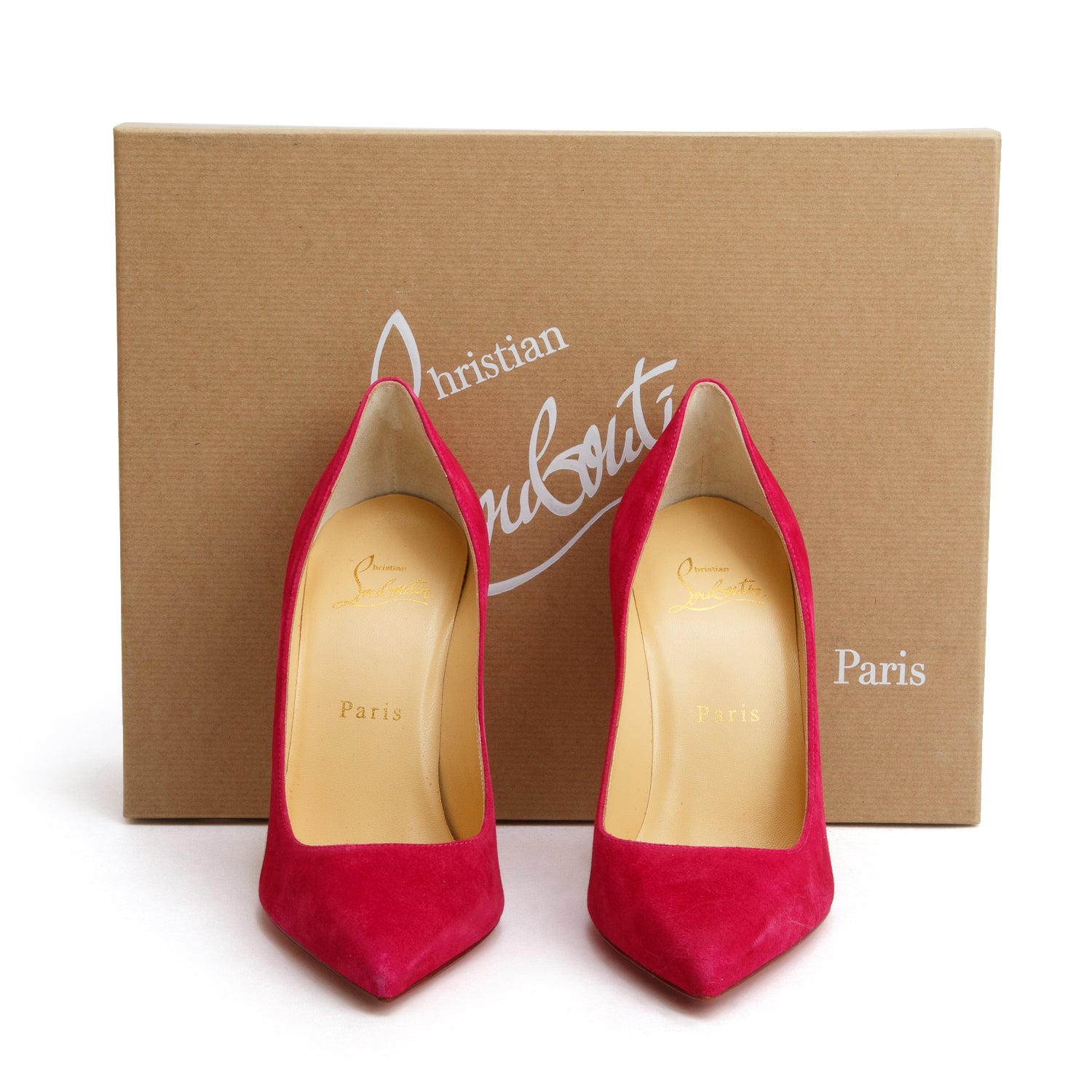 Christian Louboutin Pink Suede Galerietta 100 Pumps, Size 36 w/ Box