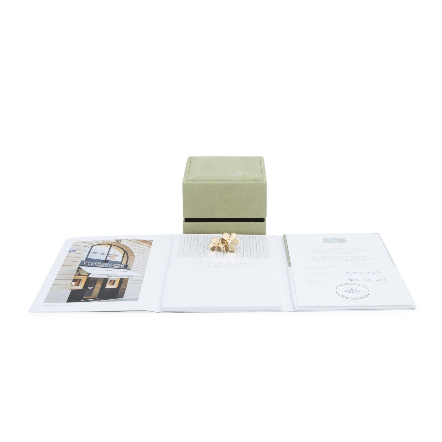 Van Cleef & Arpels 2026 18k Yellow Gold Diamond Frivole Between the Finger Ring, Size 56 7.5 w/ Box & Certificate