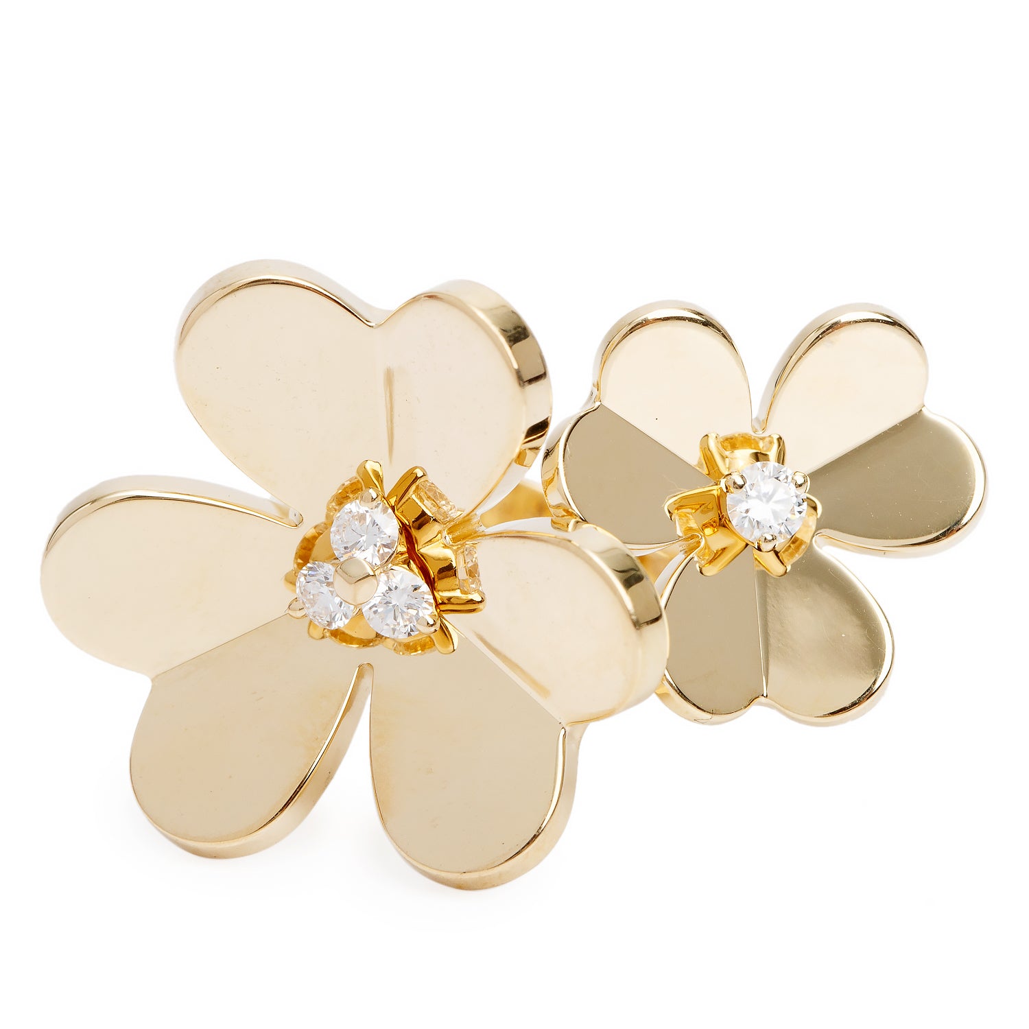 Van Cleef & Arpels 2026 18k Yellow Gold Diamond Frivole Between the Finger Ring, Size 56 7.5 w/ Box & Certificate