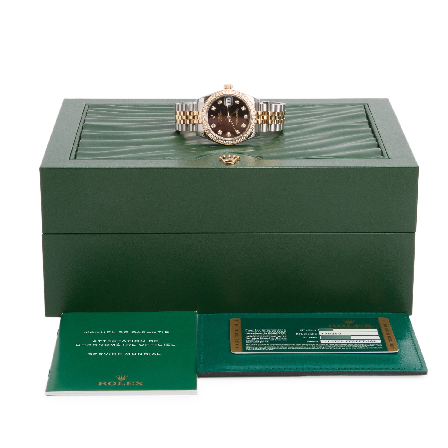 Rolex Stainless Steel & 18k Yellow Gold Diamond Bezel Datejust 31 MM Automatic Watch Black Diamond Dial 178383 w/ Box & Papers