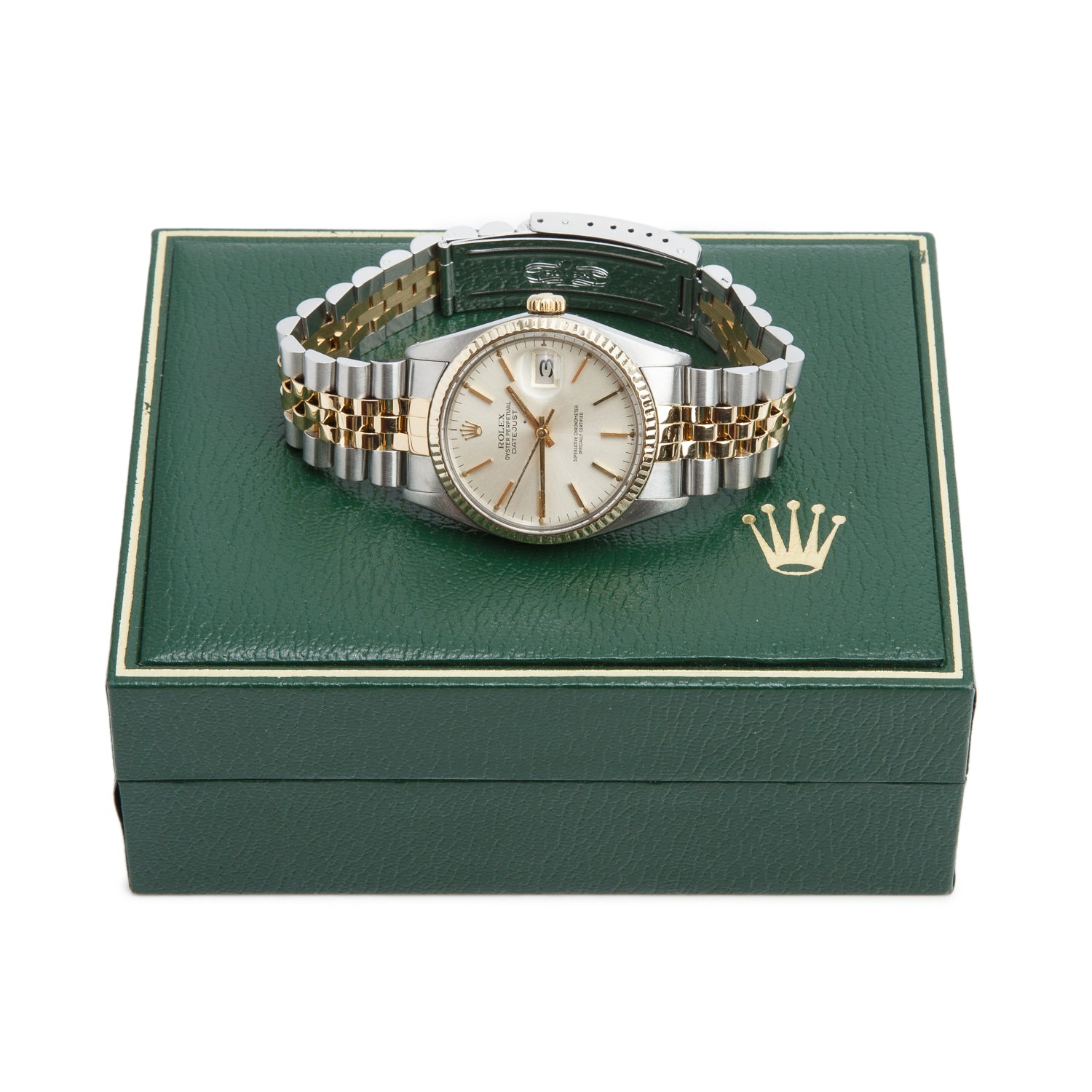 Rolex Stainless Steel & 18k Yellow Gold Datejust 36 MM Watch Silver Dial 16013 w/ Box