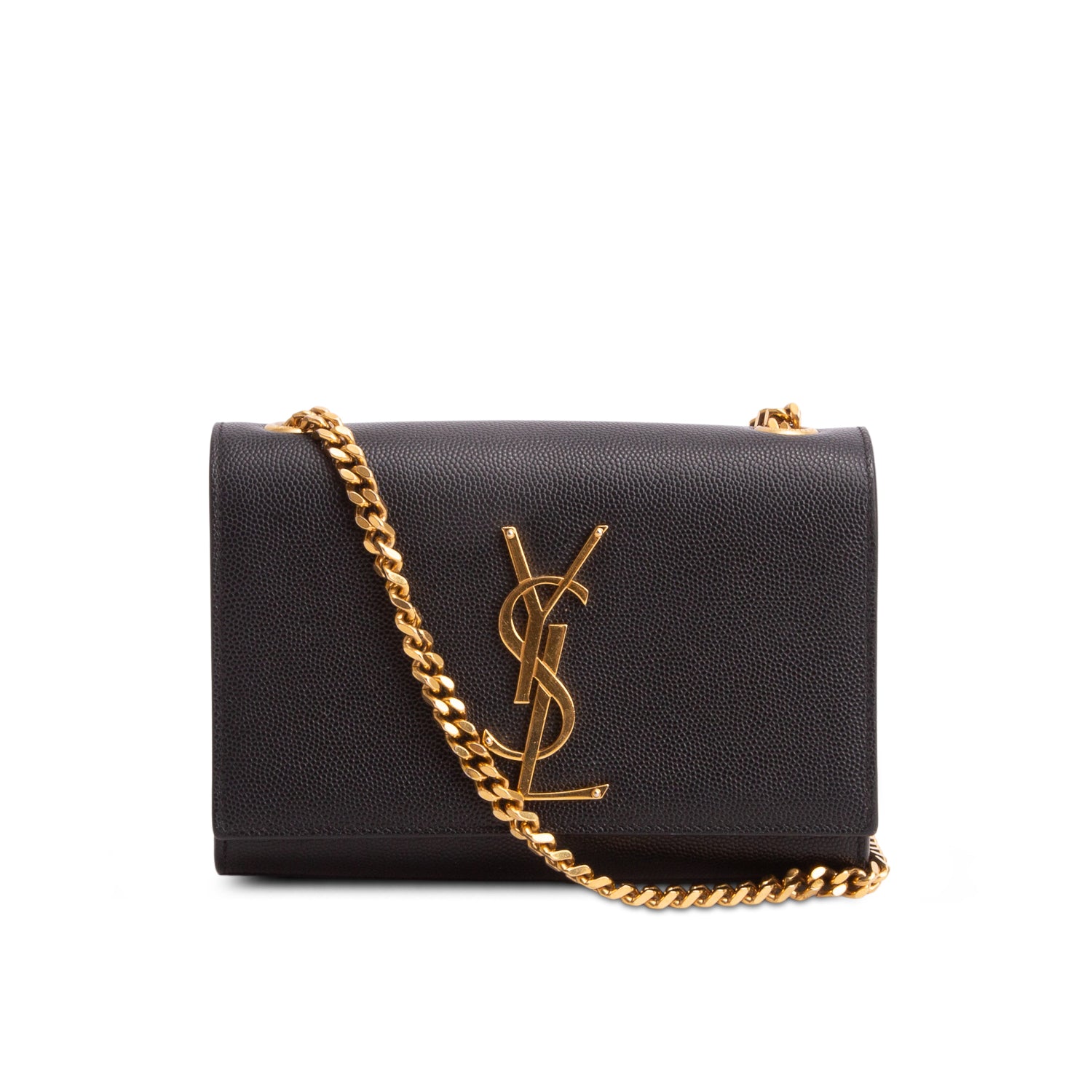 Saint Laurent Black Grain De Poudre Leather Mini Monogram Kate Bag