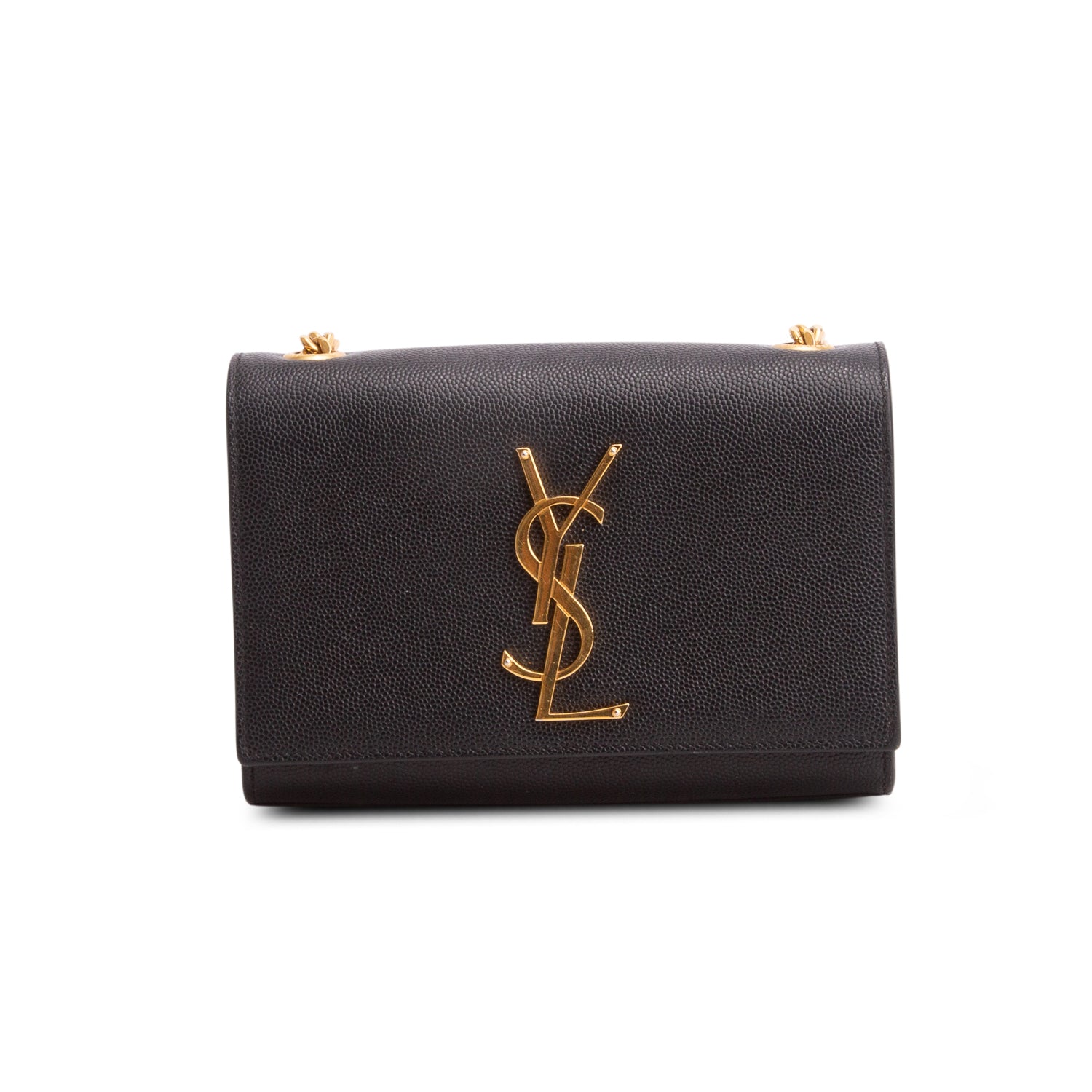Saint Laurent Black Grain De Poudre Leather Mini Monogram Kate Bag