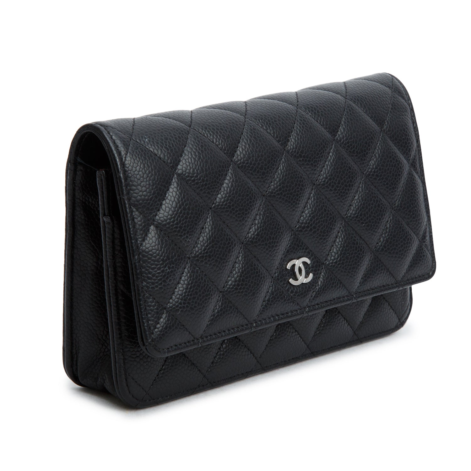 Chanel Black Quilted Caviar Classic Wallet on Chain