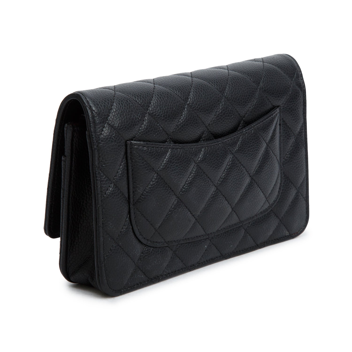 Chanel Black Quilted Caviar Classic Wallet on Chain