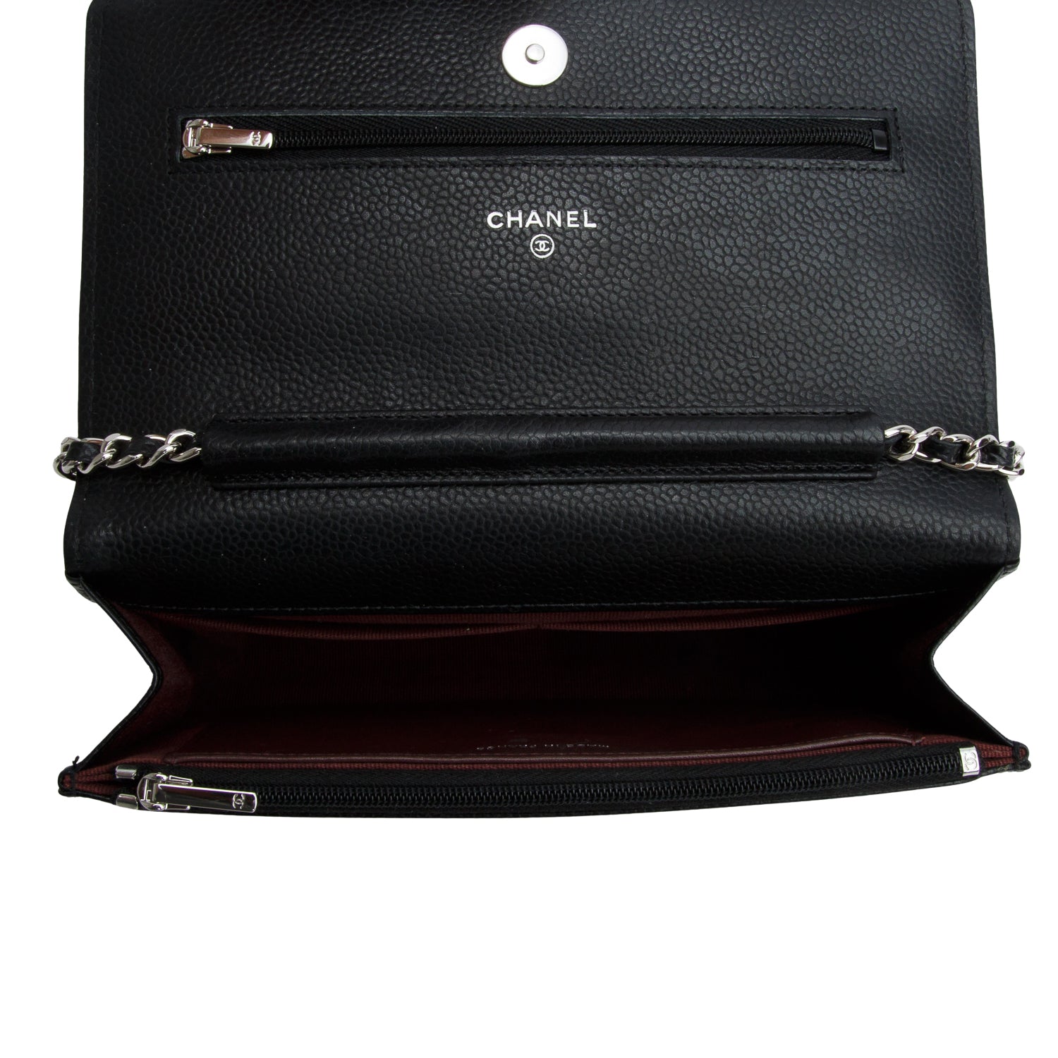 Chanel Black Quilted Caviar Classic Wallet on Chain