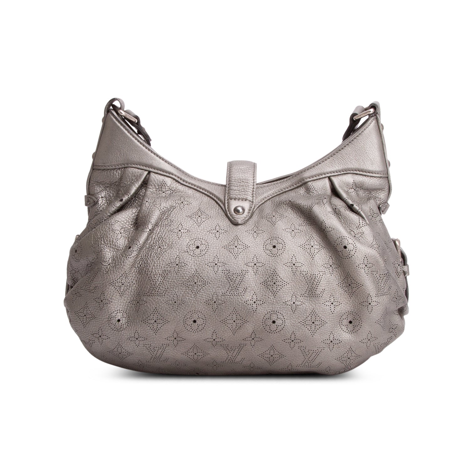 Louis Vuitton Metallic Silver Monogram Mahina Leather XS Hobo
