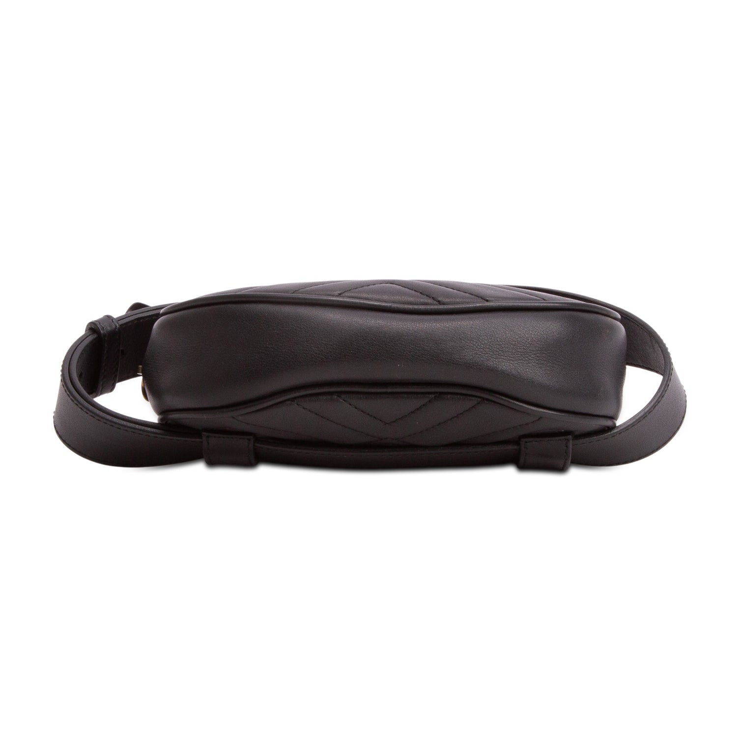 Gucci Black GG Marmont Matelasse Leather Belt Bag, Size 65 26