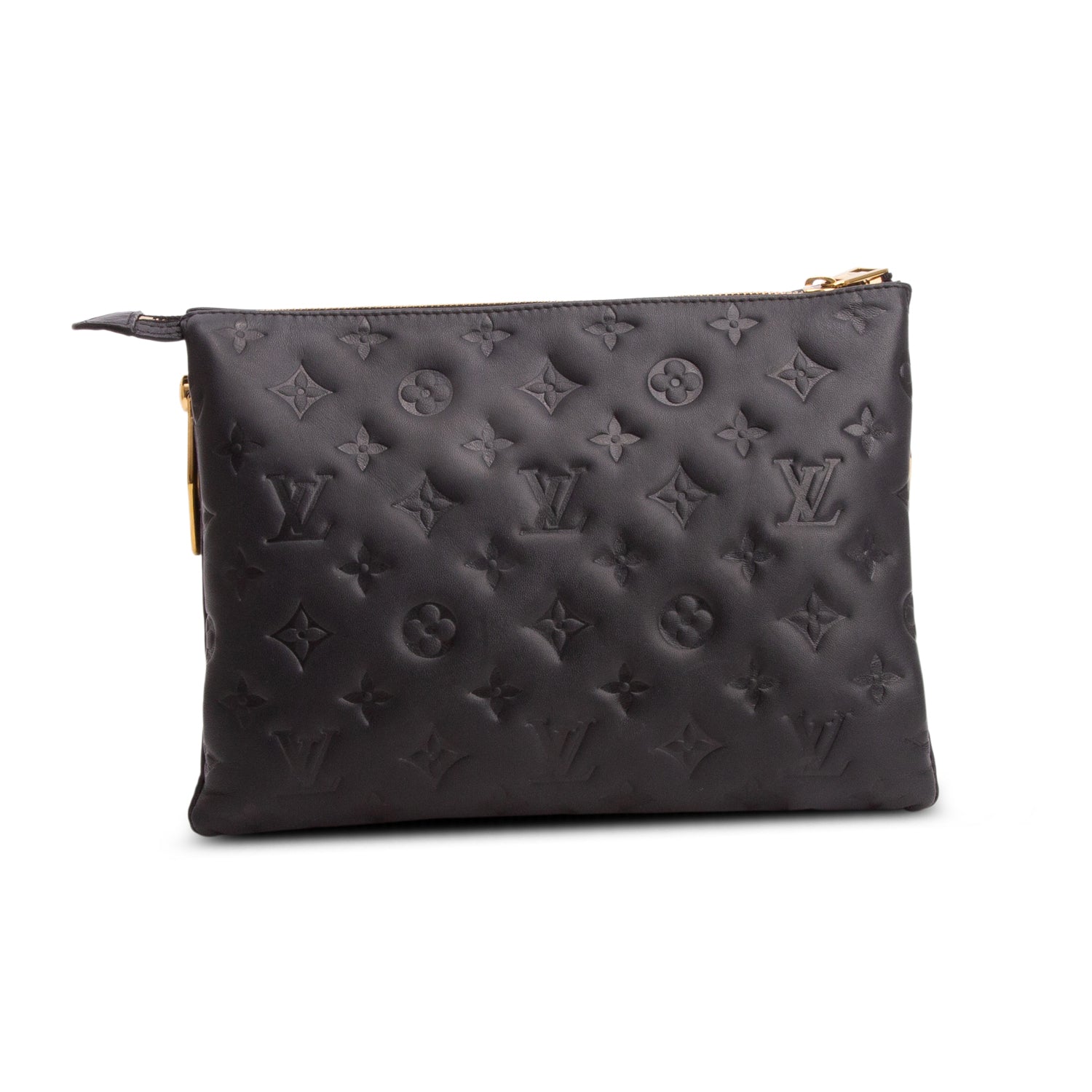 Louis Vuitton Black Monogram Embossed Lambskin Leather Coussin PM w/ Straps