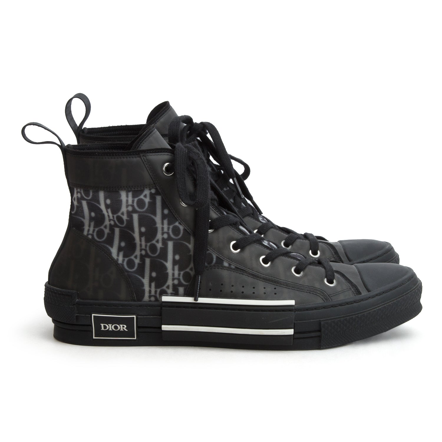 Christian Dior Black Oblique Transparent Canvas B23 High-Top Sneakers, Men's Size 44 w/ Box & Receipt