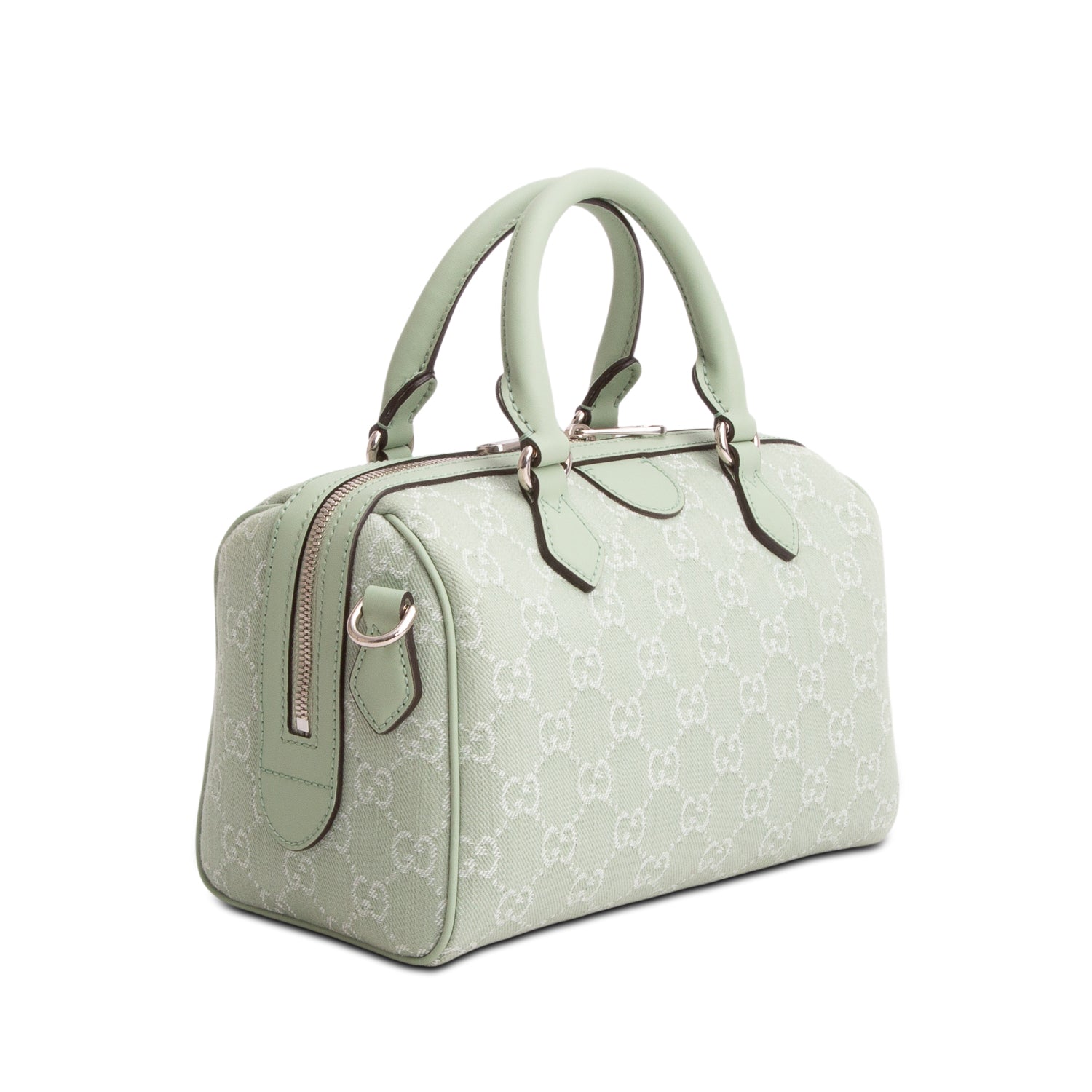Gucci Green GG Canvas Medium Ophidia Boston Bag w/ Strap