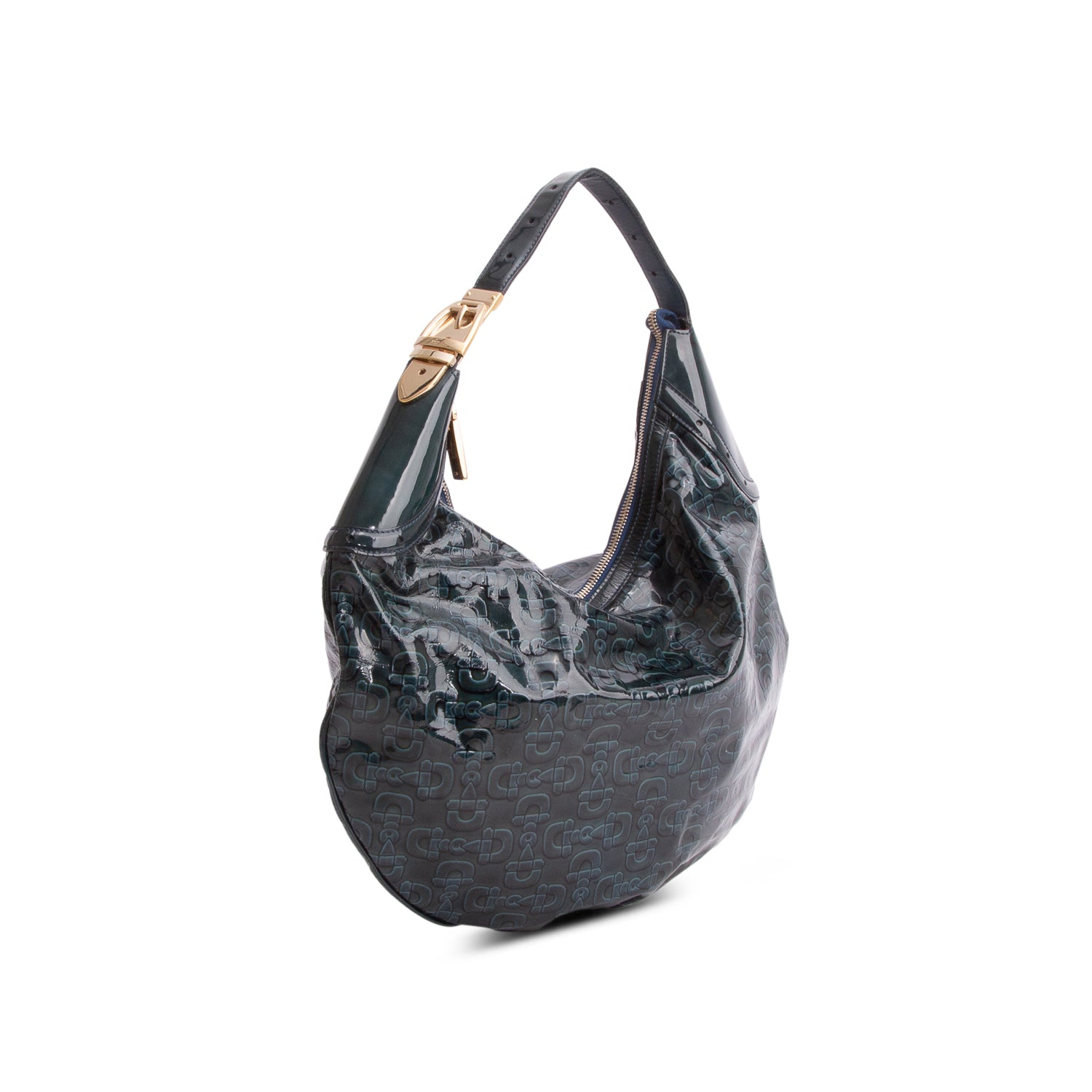 Gucci Green Patent Leather Horsebit Glam Hobo