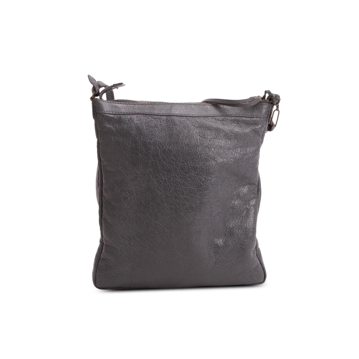 Balenciaga Grey Agneau Leather Classic Motorcycle Flat Crossbody