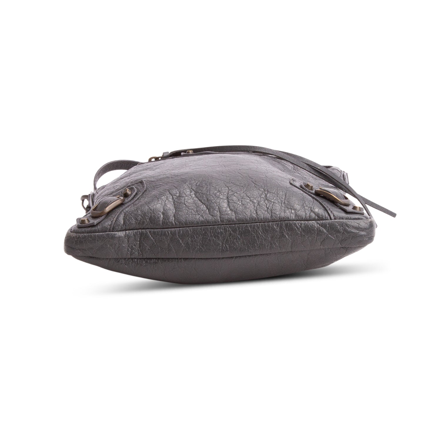 Balenciaga Grey Agneau Leather Classic Motorcycle Flat Crossbody